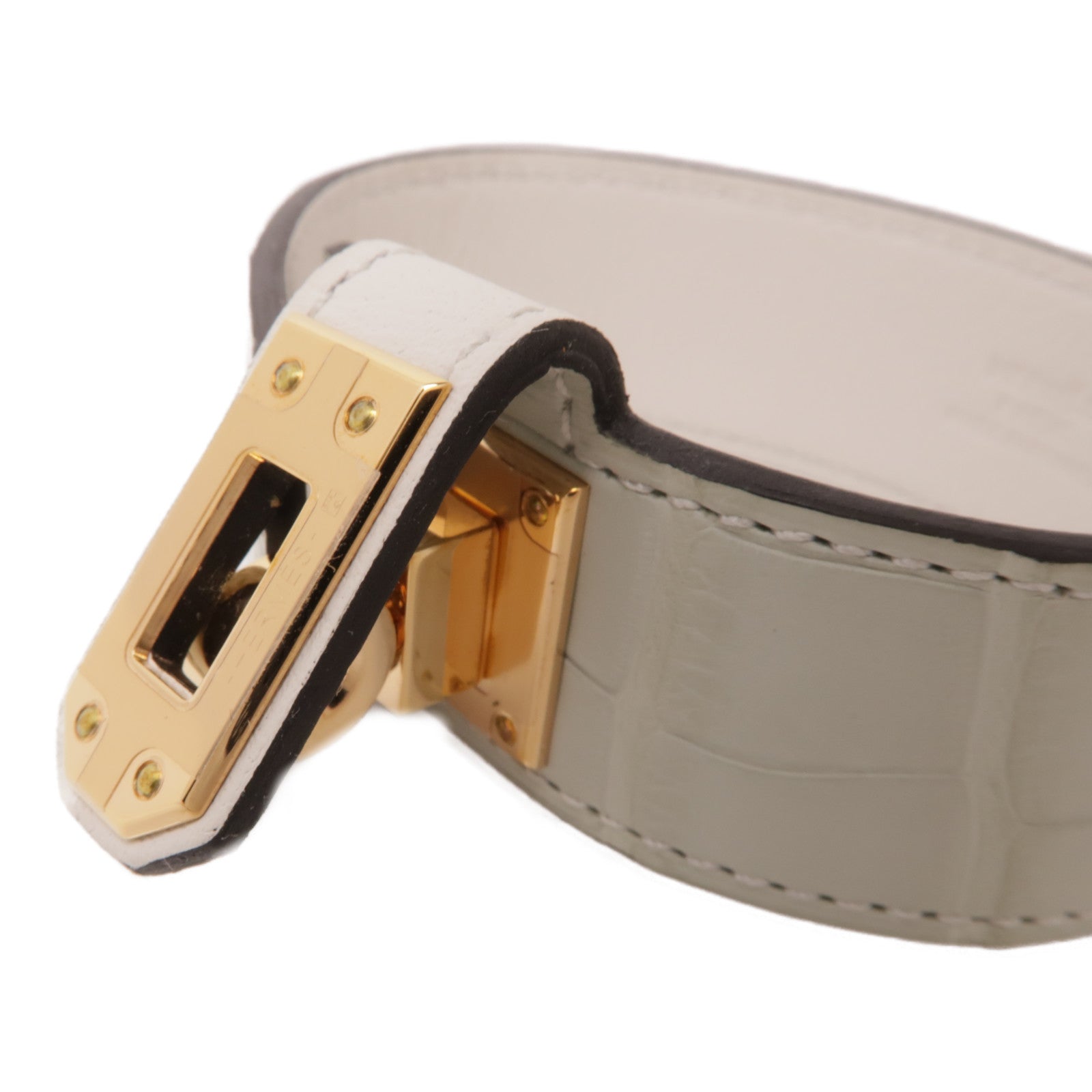 HERMES 【激減優惠】鱷魚皮革Kelly Twist金扣手帶