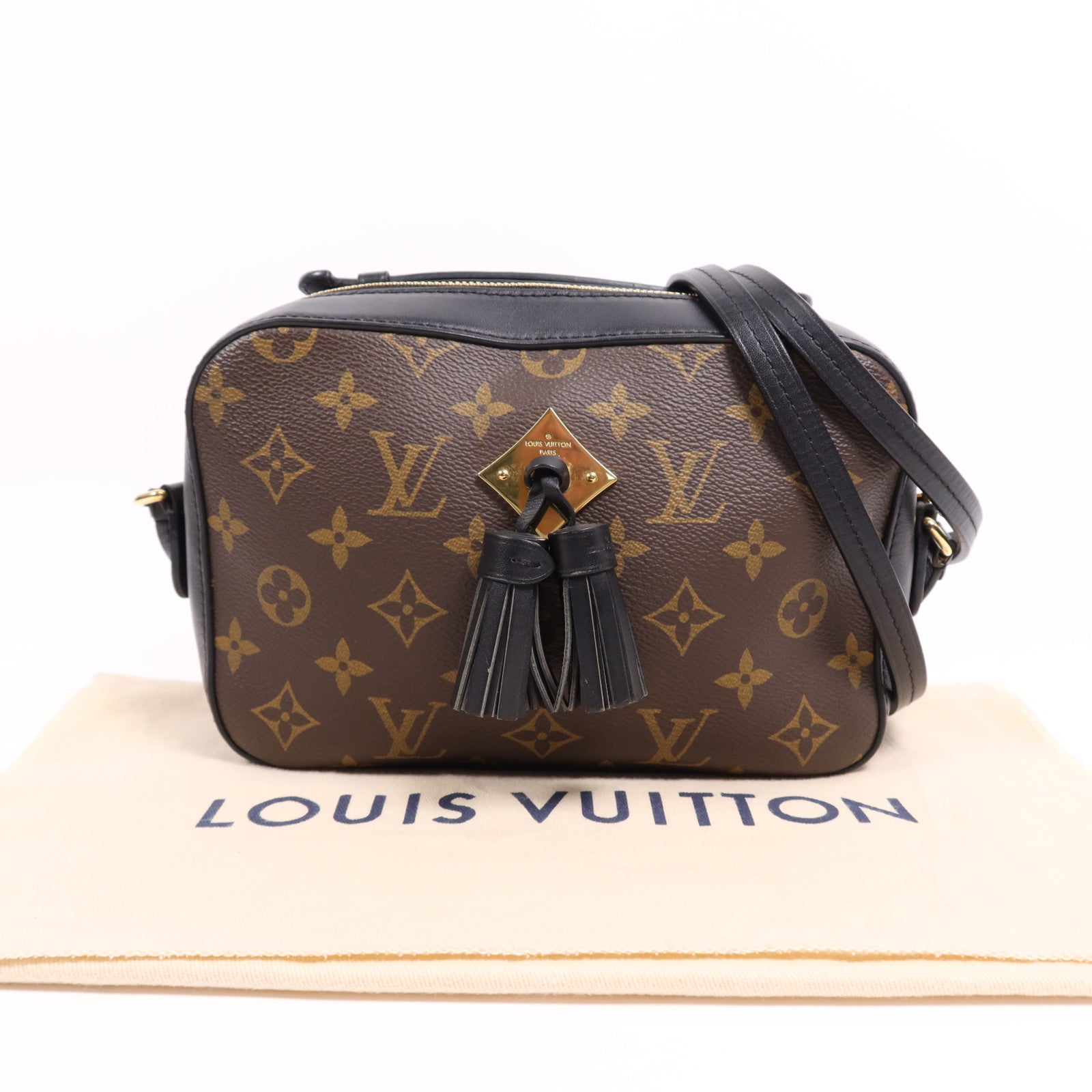 LOUIS VUITTON Monogram Saintonge金扣手挽袋棕色