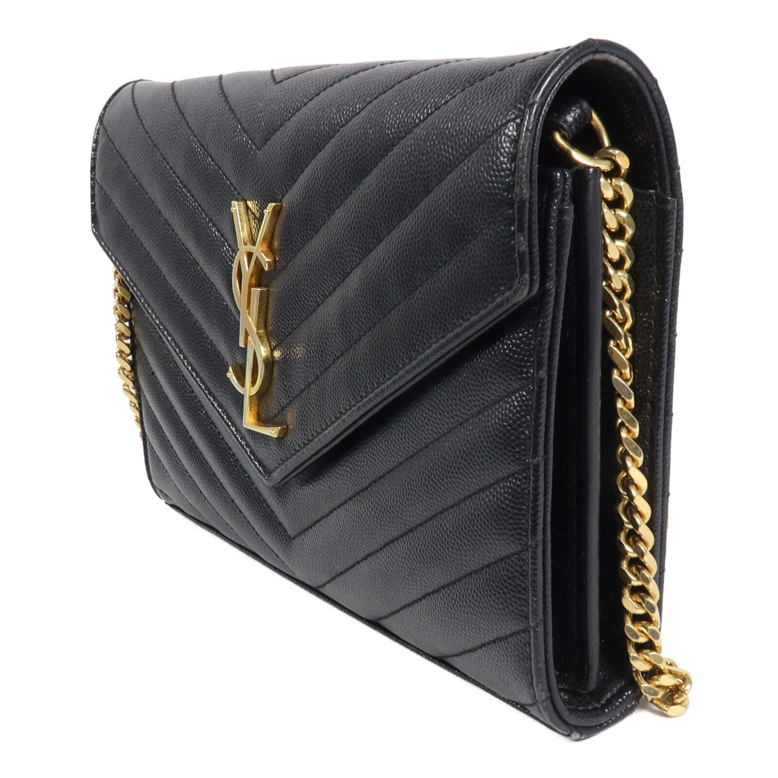 SAINT LAURENT 牛皮皮革Cassandre Envelope鏈帶肩背袋