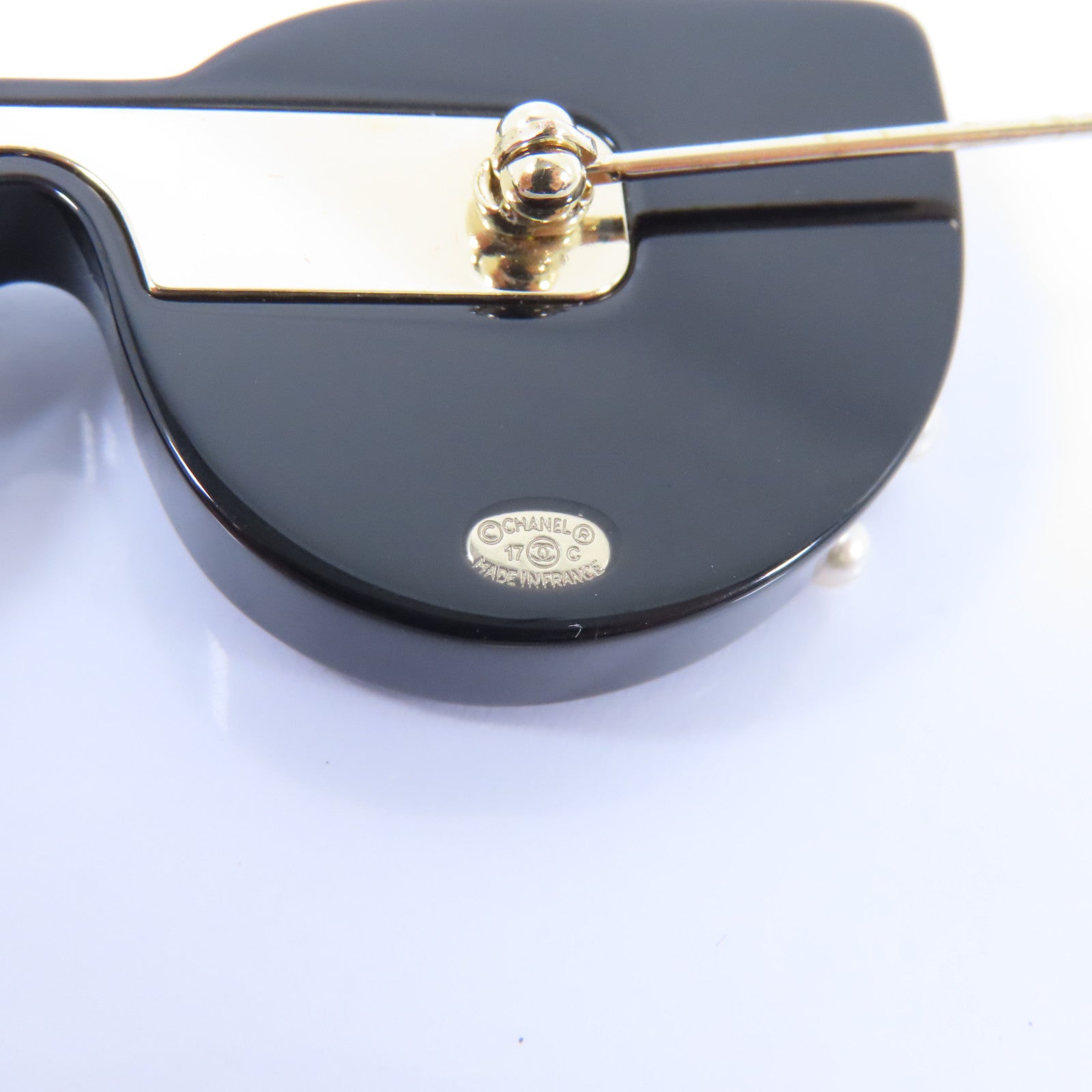 CHANEL PVC Brooch金扣胸針黑色/粉紅色