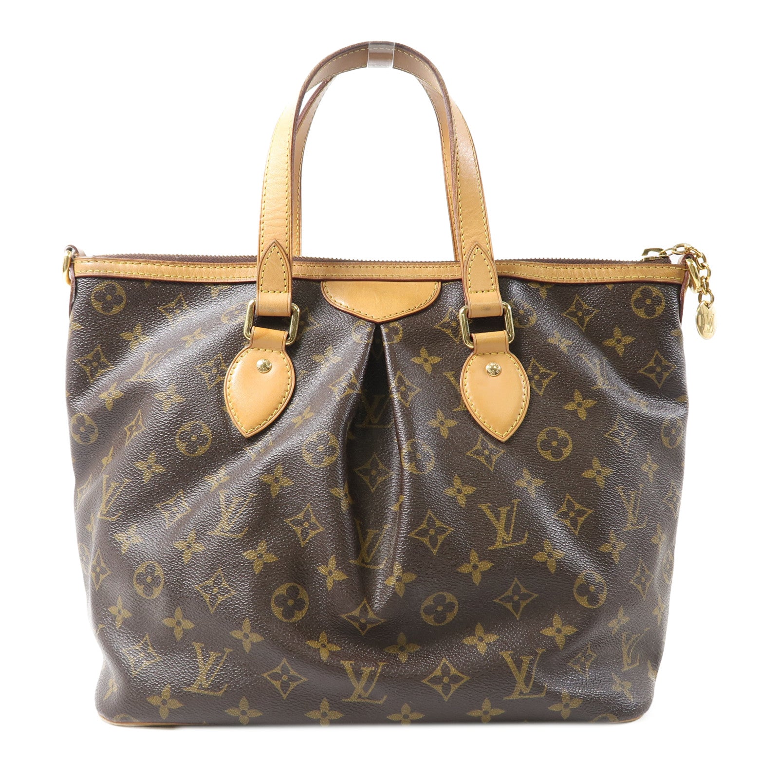 LOUIS VUITTON Monogram Palermo PM金扣手挽肩背兩用袋棕色