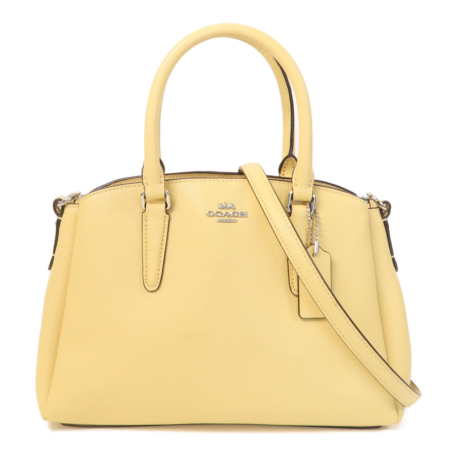 COACH 牛皮皮革Shoulder Bag銀扣手挽肩背兩用袋黃色