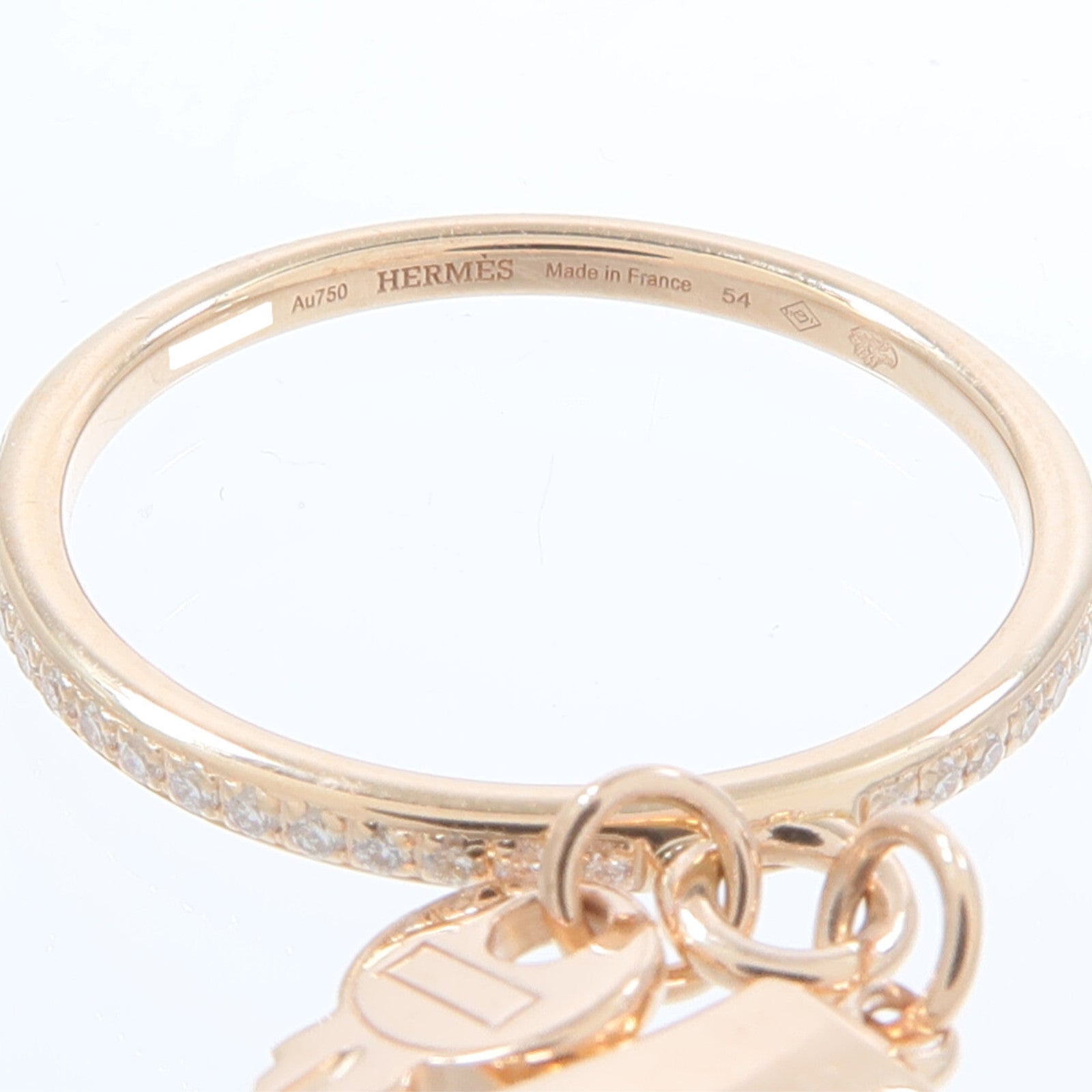 HERMES 18K玫瑰金Kelly Clochette Ring鑽石戒指