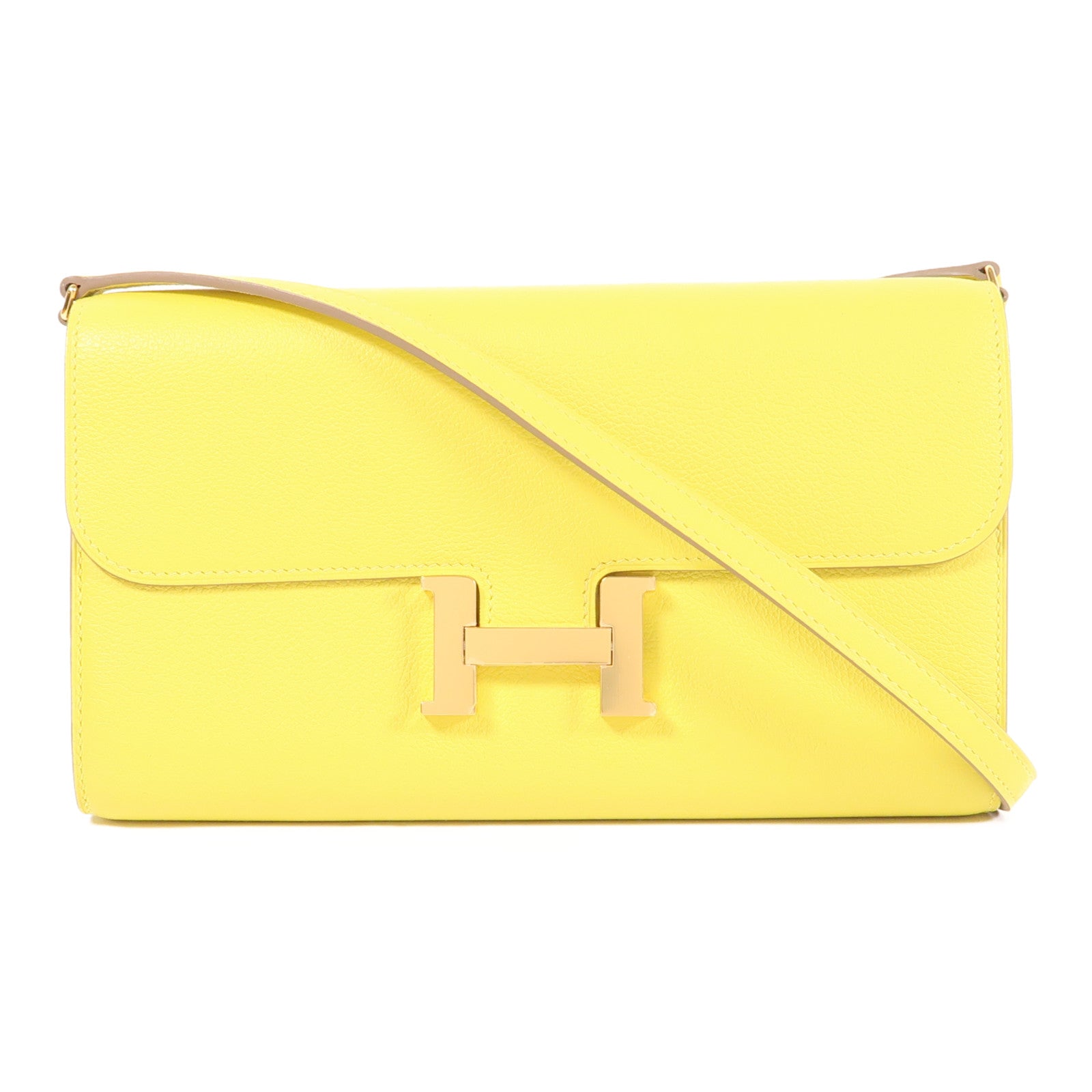 HERMES Evercolor皮革Constance To Go金扣肩背袋Lime