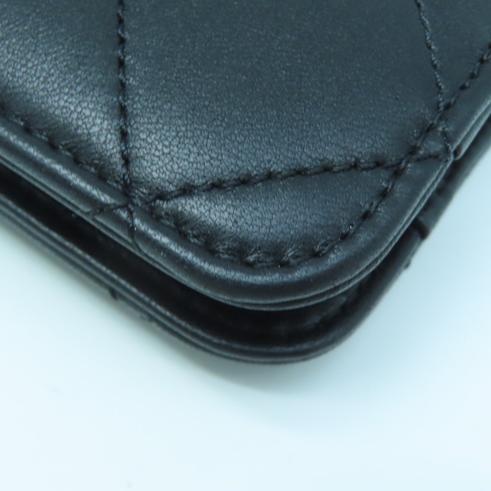 CHANEL Rhombus Leather Clutch Gold Buckle Clutch Black