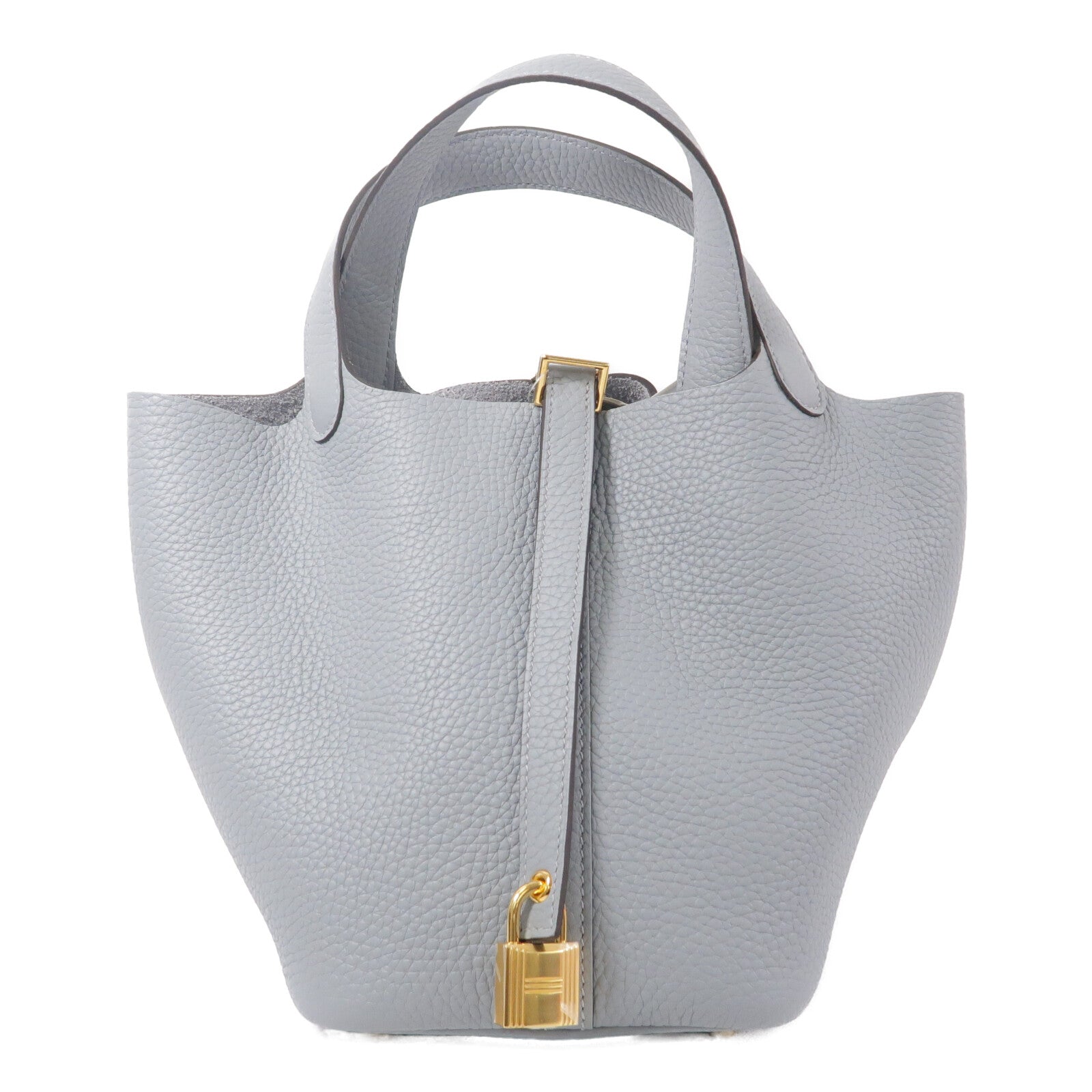 HERMES Clemence皮革Picotin PM手挽袋Gris Pantin