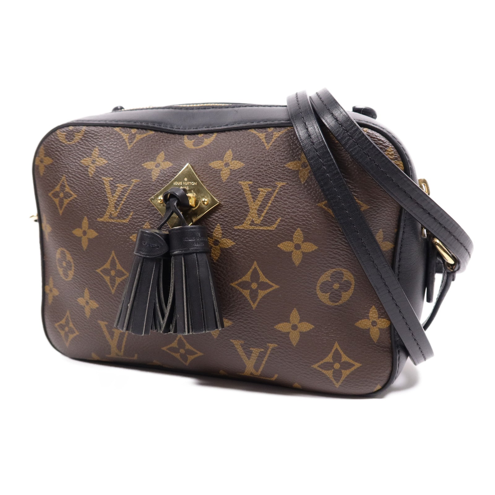LOUIS VUITTON Monogram Saintonge金扣手挽袋棕色