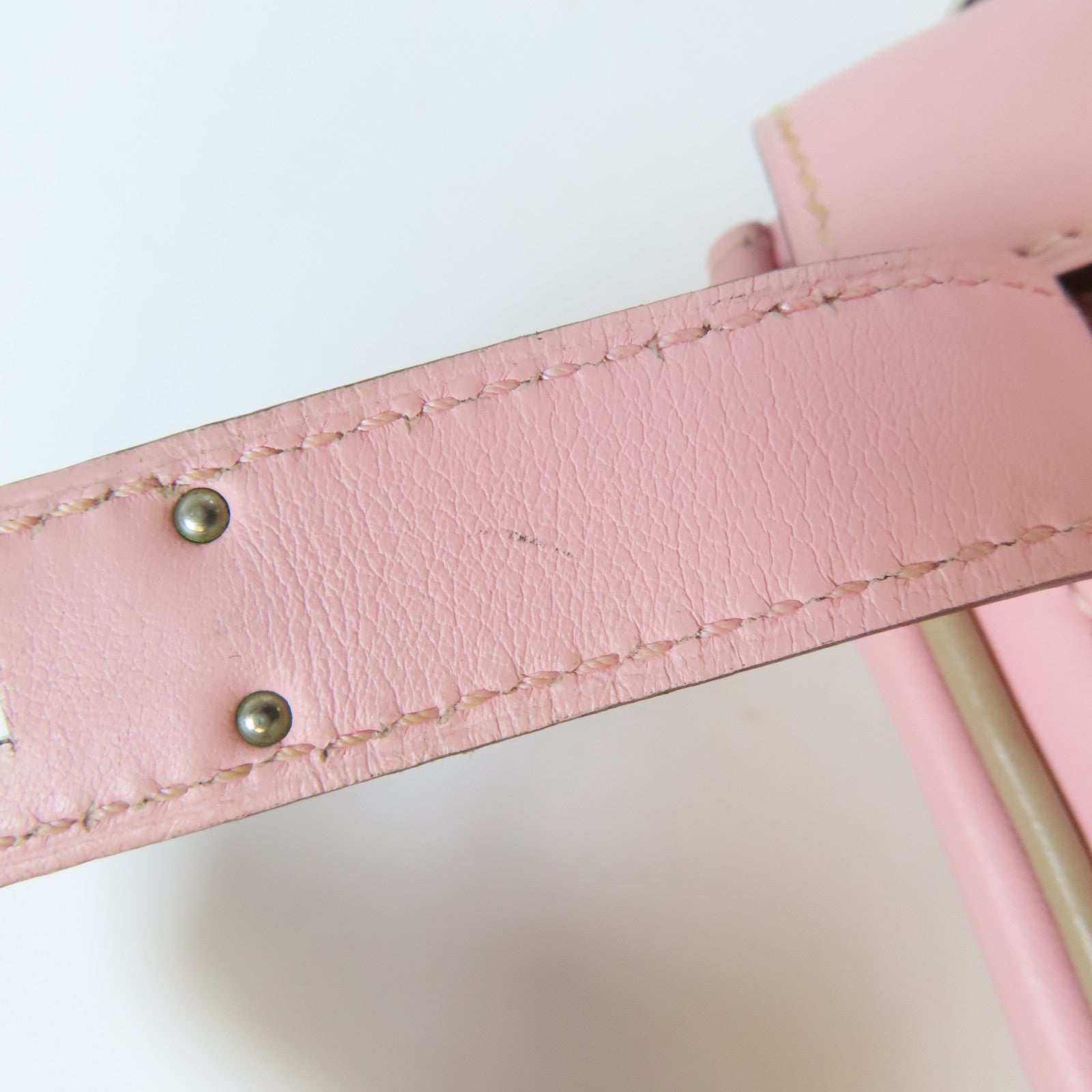 HERMES Swift皮革Mini Berline銀扣肩背袋Rose Sakura/櫻花粉