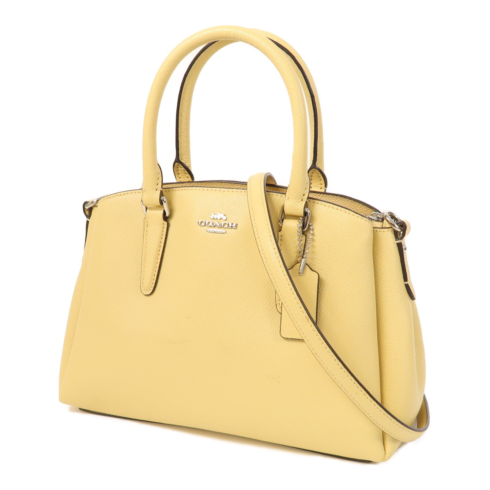 COACH 牛皮皮革Shoulder Bag銀扣手挽肩背兩用袋黃色