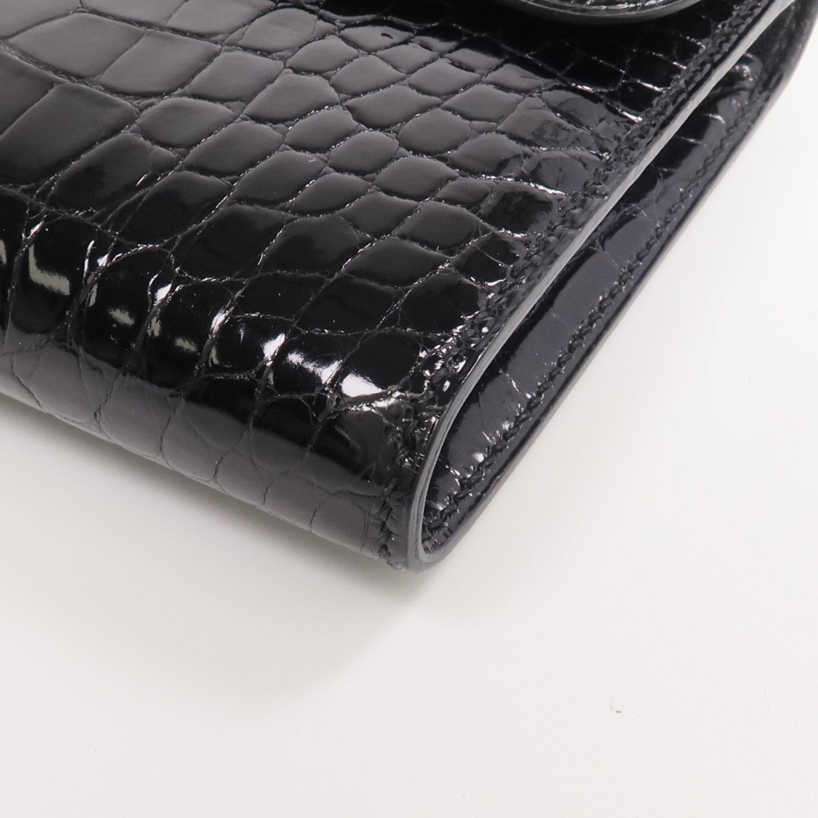 HERMES 【激減優惠】Alligator皮革Constance Long Wallet銀扣長錢包Noir