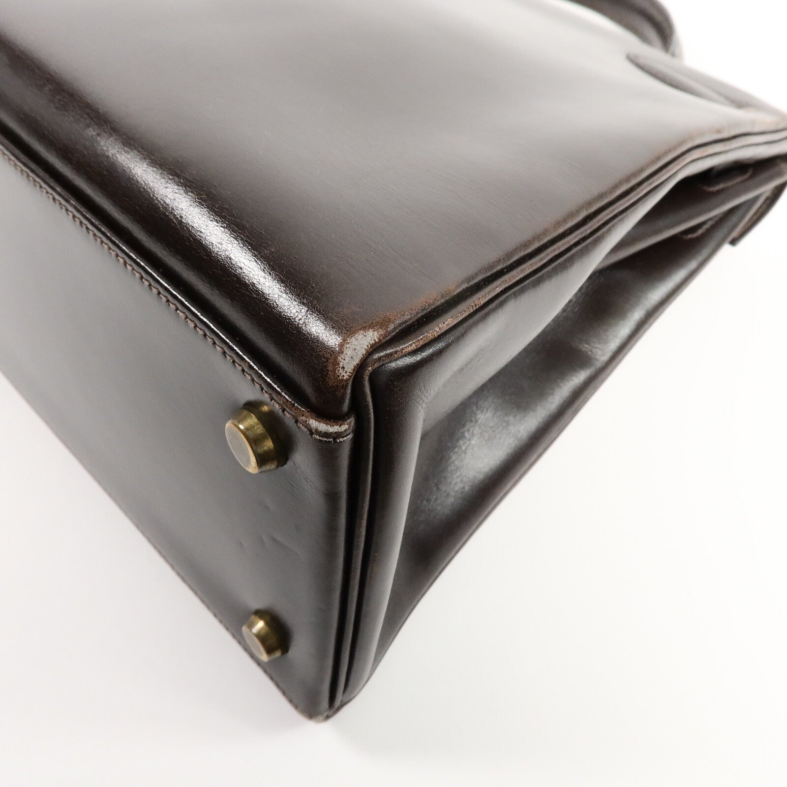 HERMES Box Calf皮革Kelly 32手挽肩背兩用袋Brown