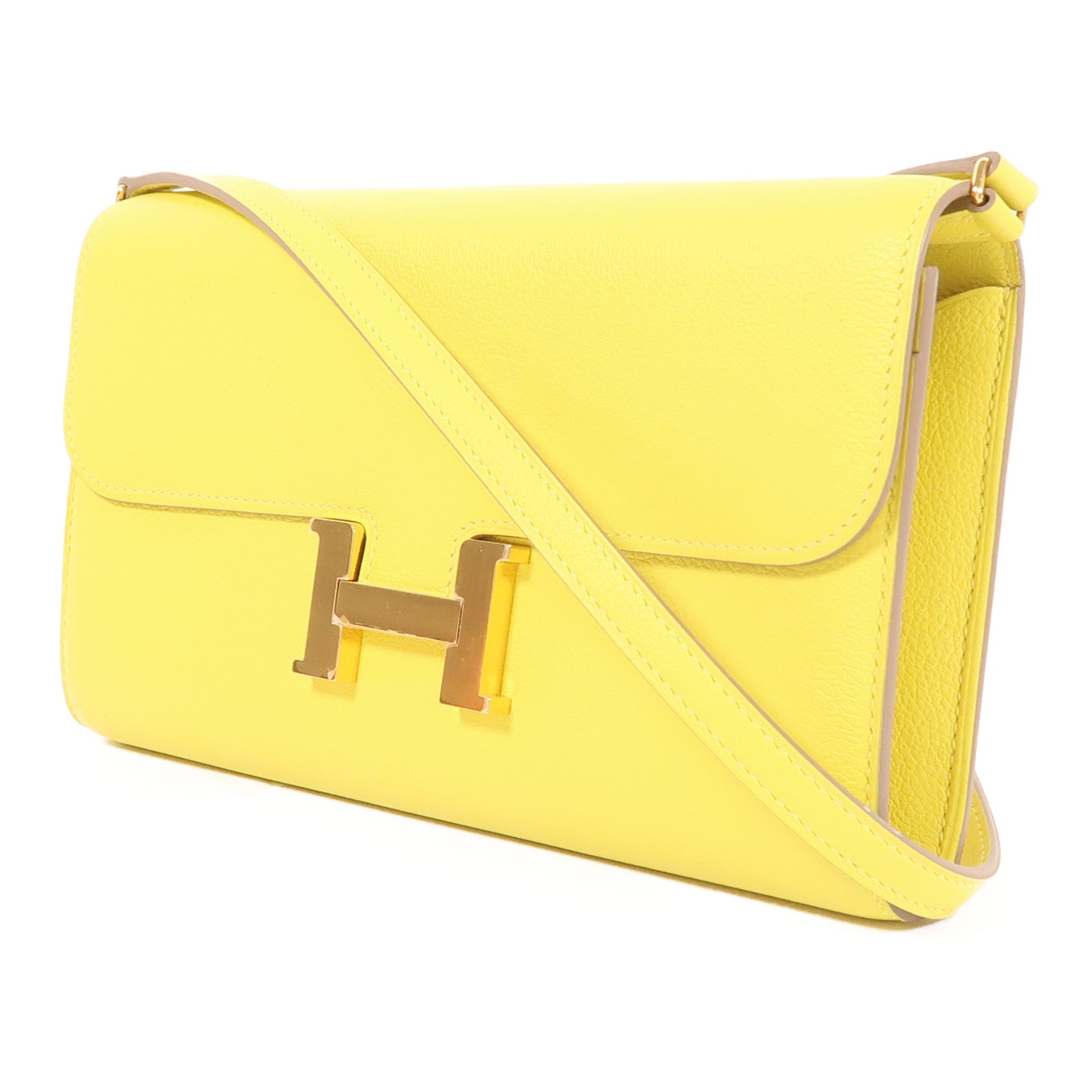 HERMES Evercolor皮革Constance To Go金扣肩背袋Lime