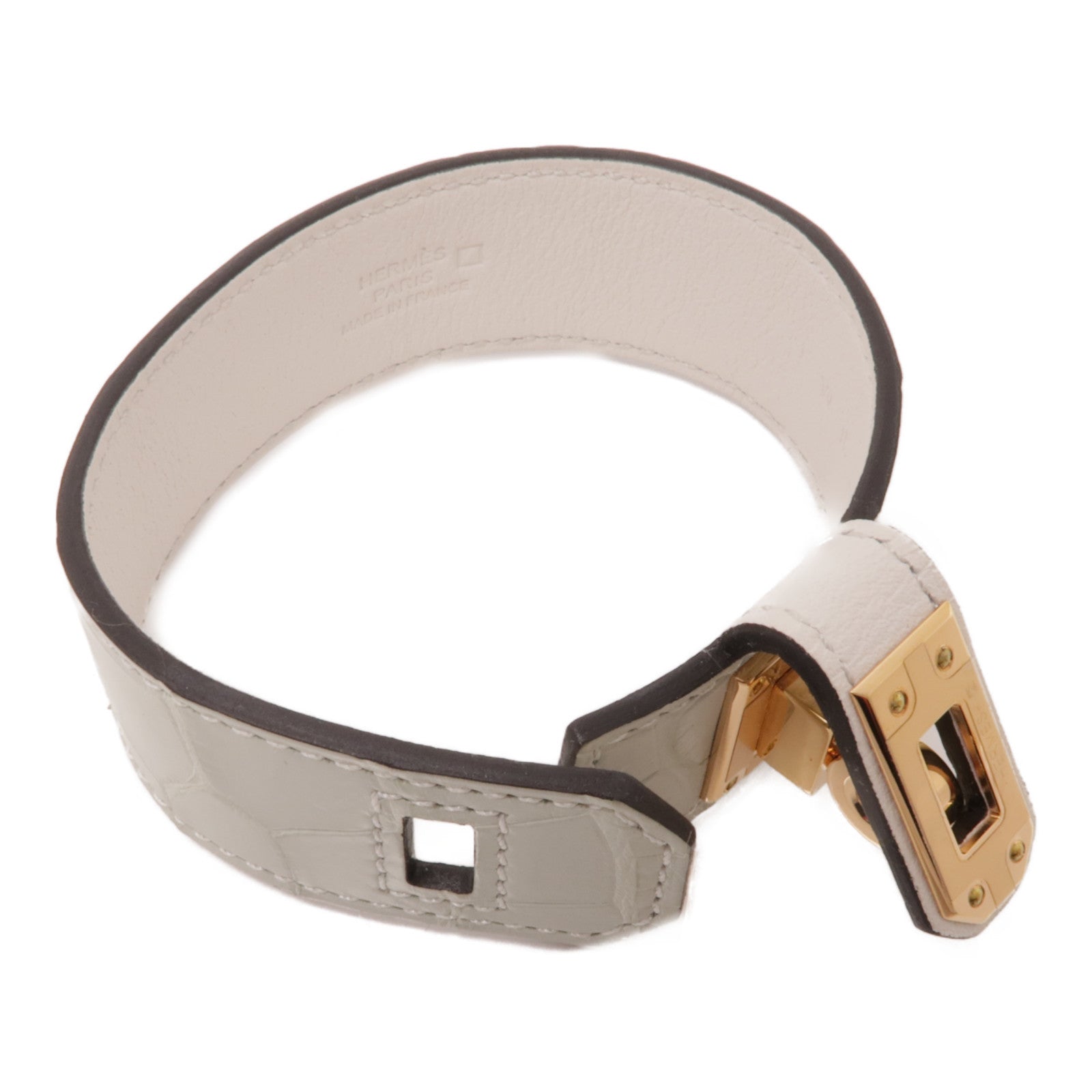 HERMES 鱷魚皮革Kelly Twist金扣手帶