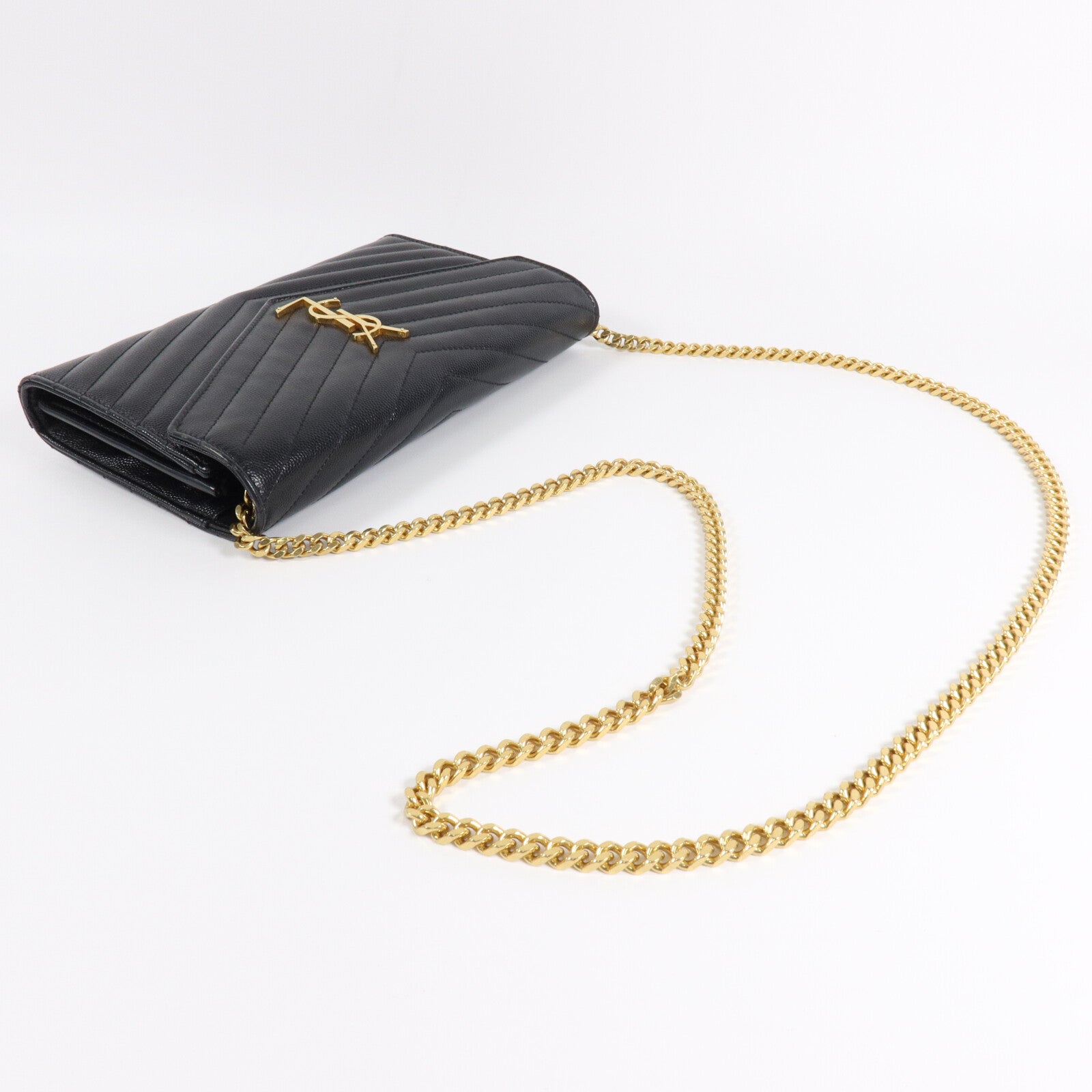 SAINT LAURENT 牛皮皮革Cassandre Envelope鏈帶肩背袋