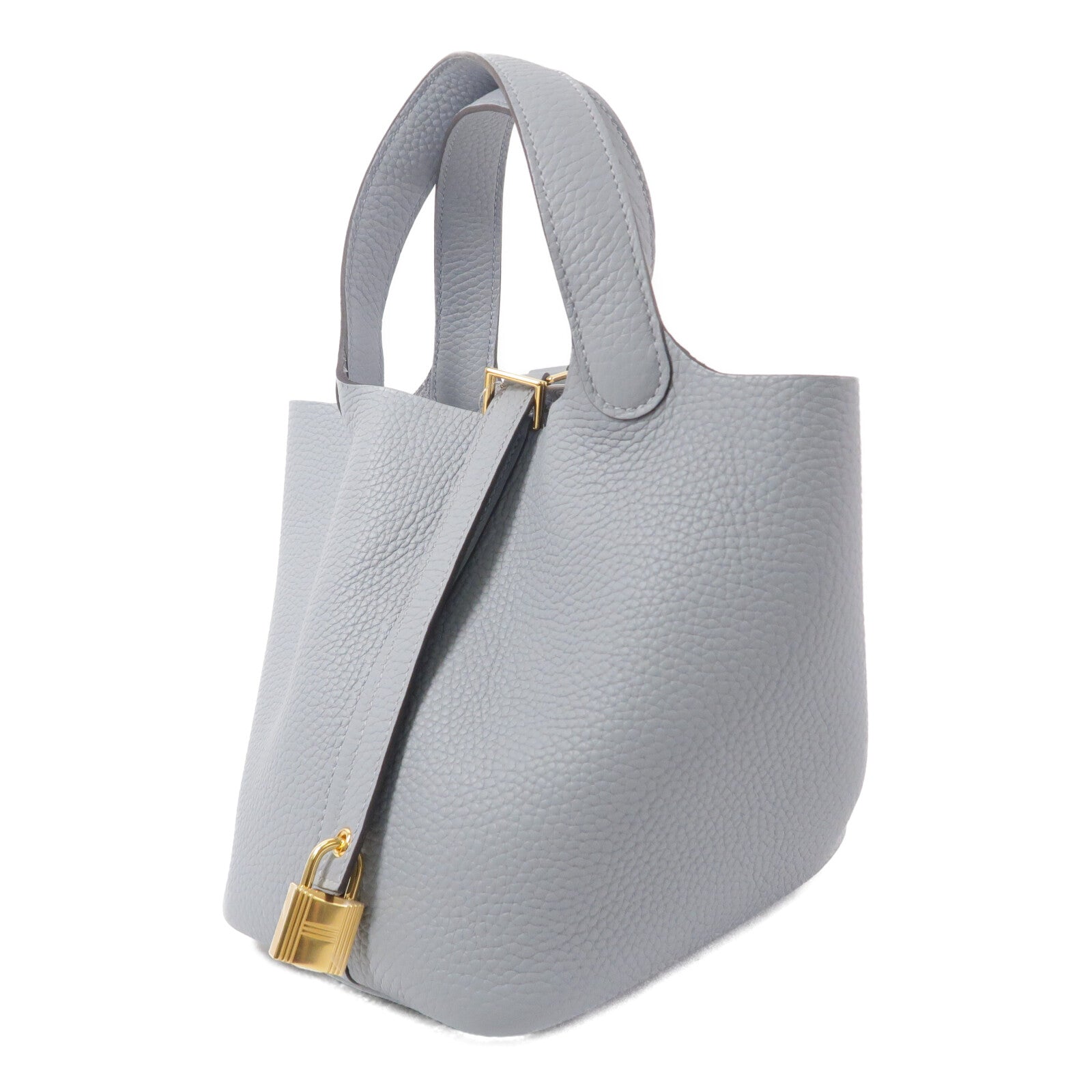 HERMES Clemence皮革Picotin PM手挽袋Gris Pantin