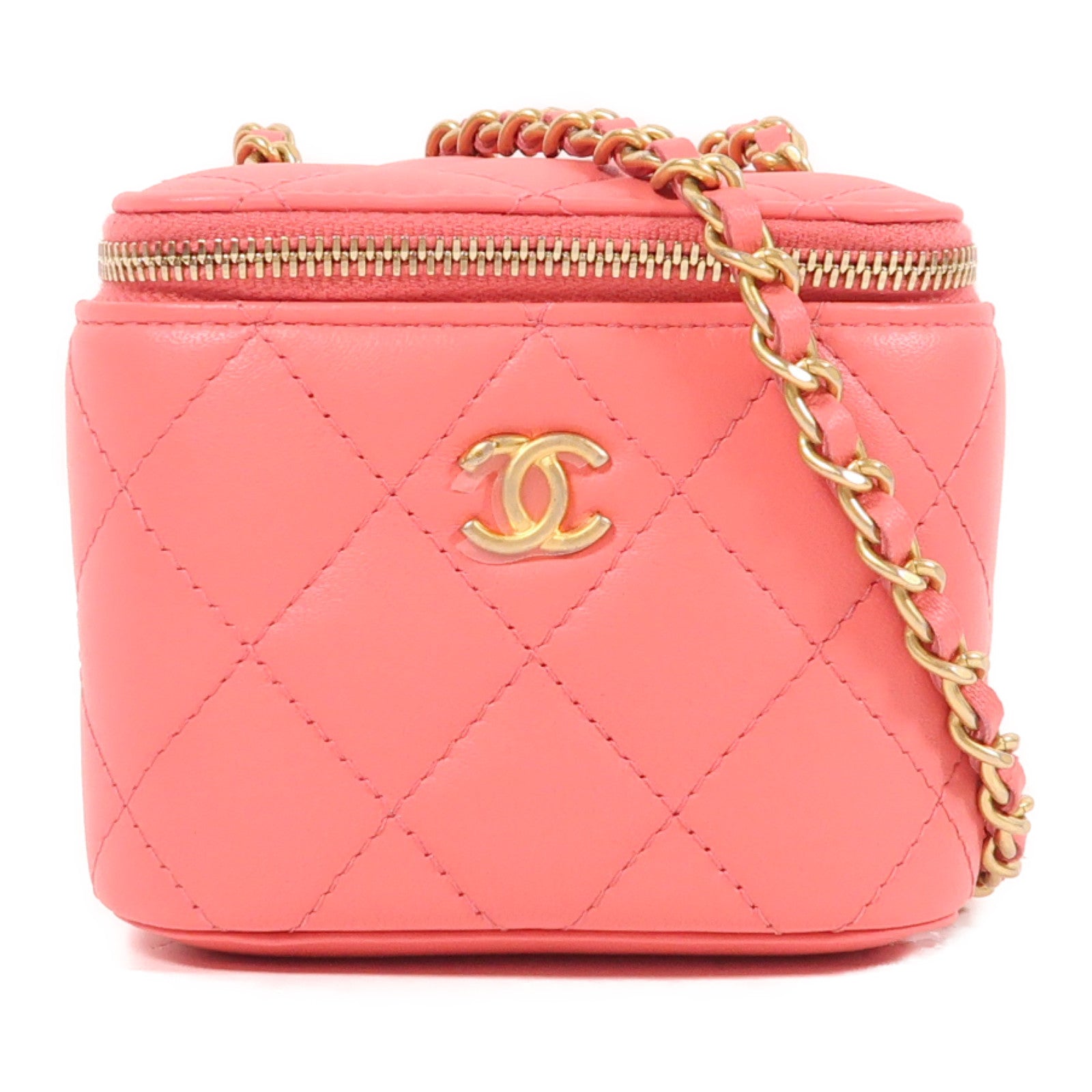 CHANEL 羊皮皮革Mini Vanity金扣鏈帶肩背袋