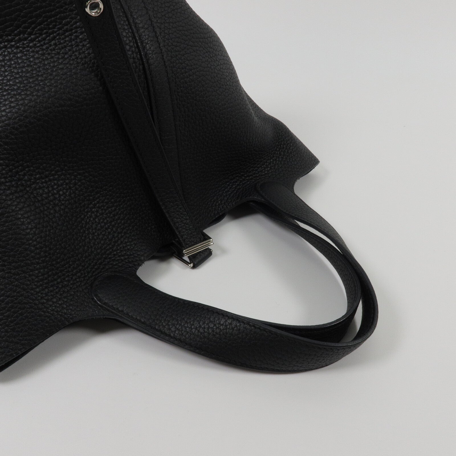 HERMES Clemence皮革Picotin PM手挽袋Noir