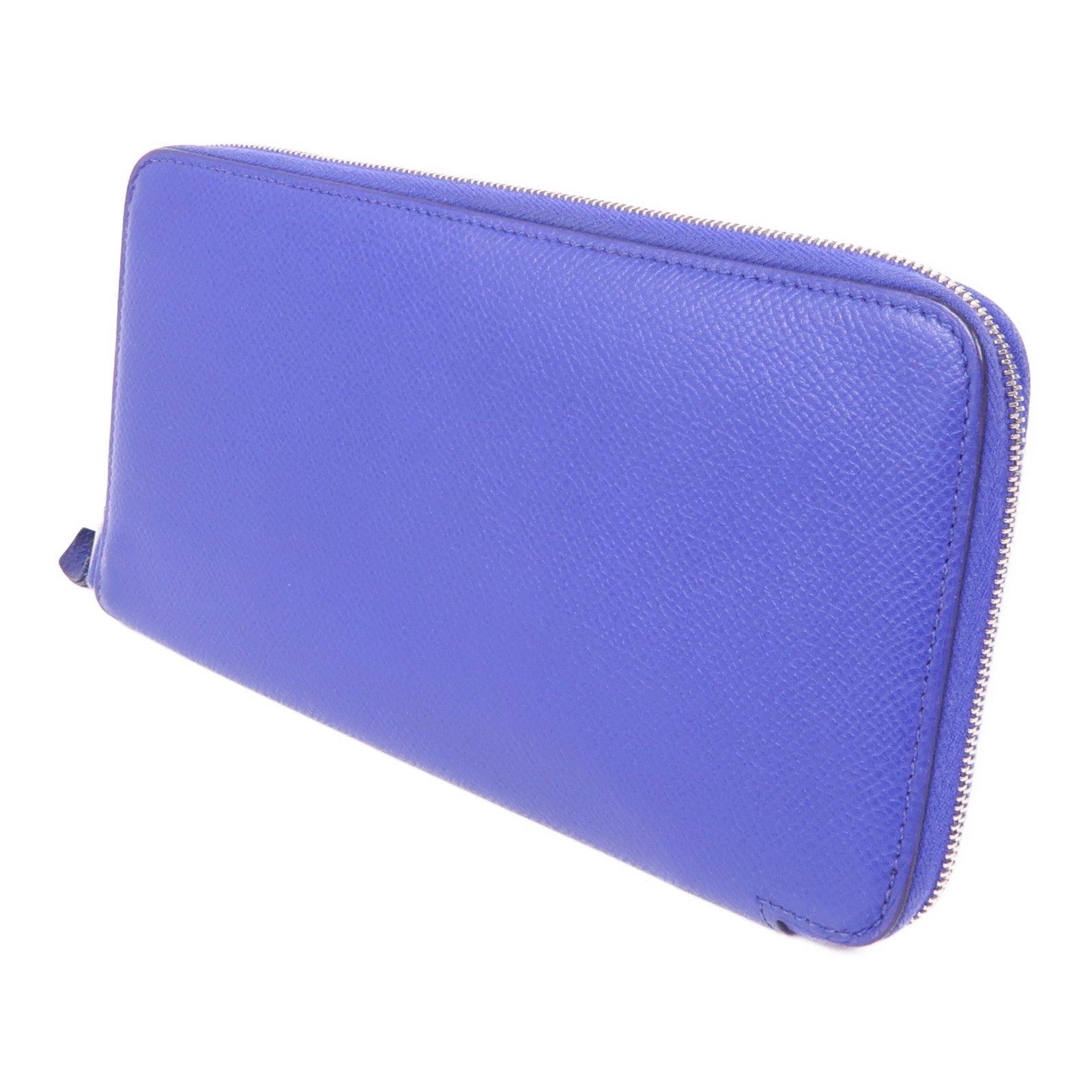HERMES 【激減優惠】Epsom皮革Silk In Wallet銀扣長錢包Bleu Electrique