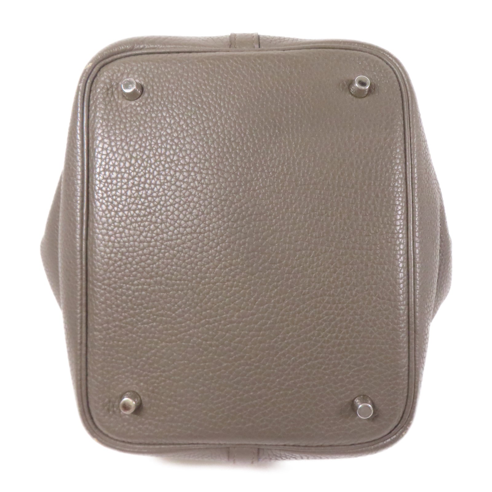 HERMES PHW Picotin MM Hand Bag Clemence Leather Etain