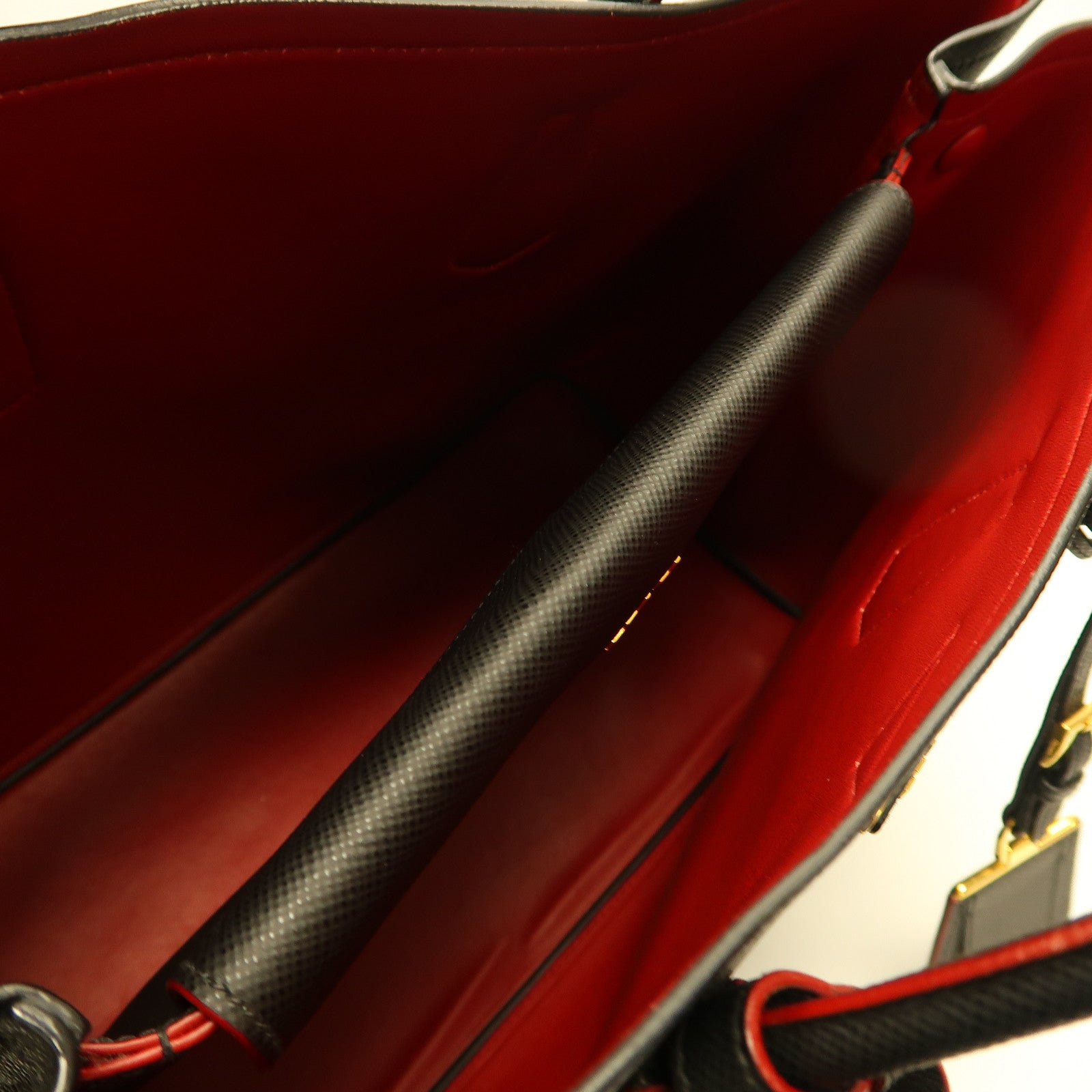 PRADA Saffiano皮革Shoulder Tote金扣手挽袋黑色