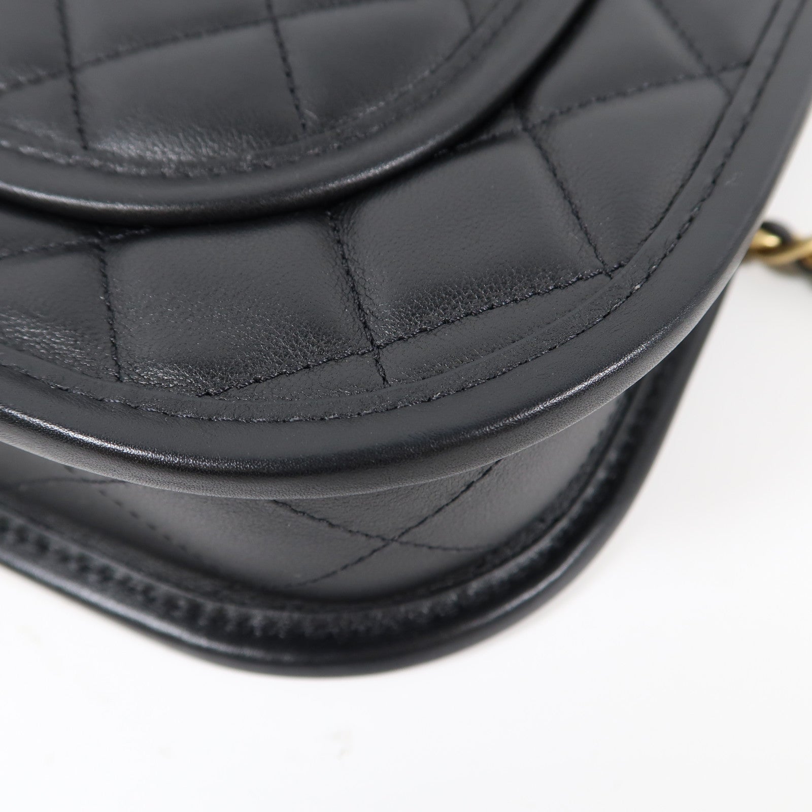 CHANEL 菱格牛皮皮革Chanel Hobo金扣鏈帶手挽肩背兩用袋黑色