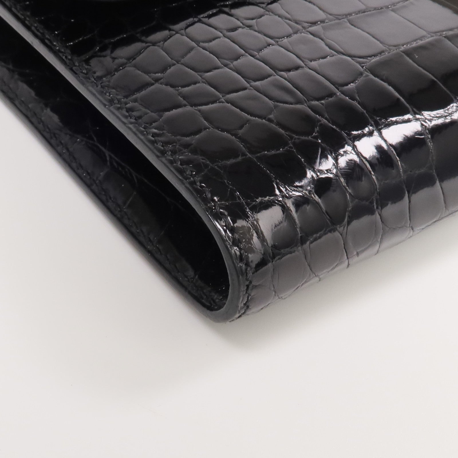 HERMES 【激減優惠】Alligator皮革Constance Long Wallet銀扣長錢包Noir