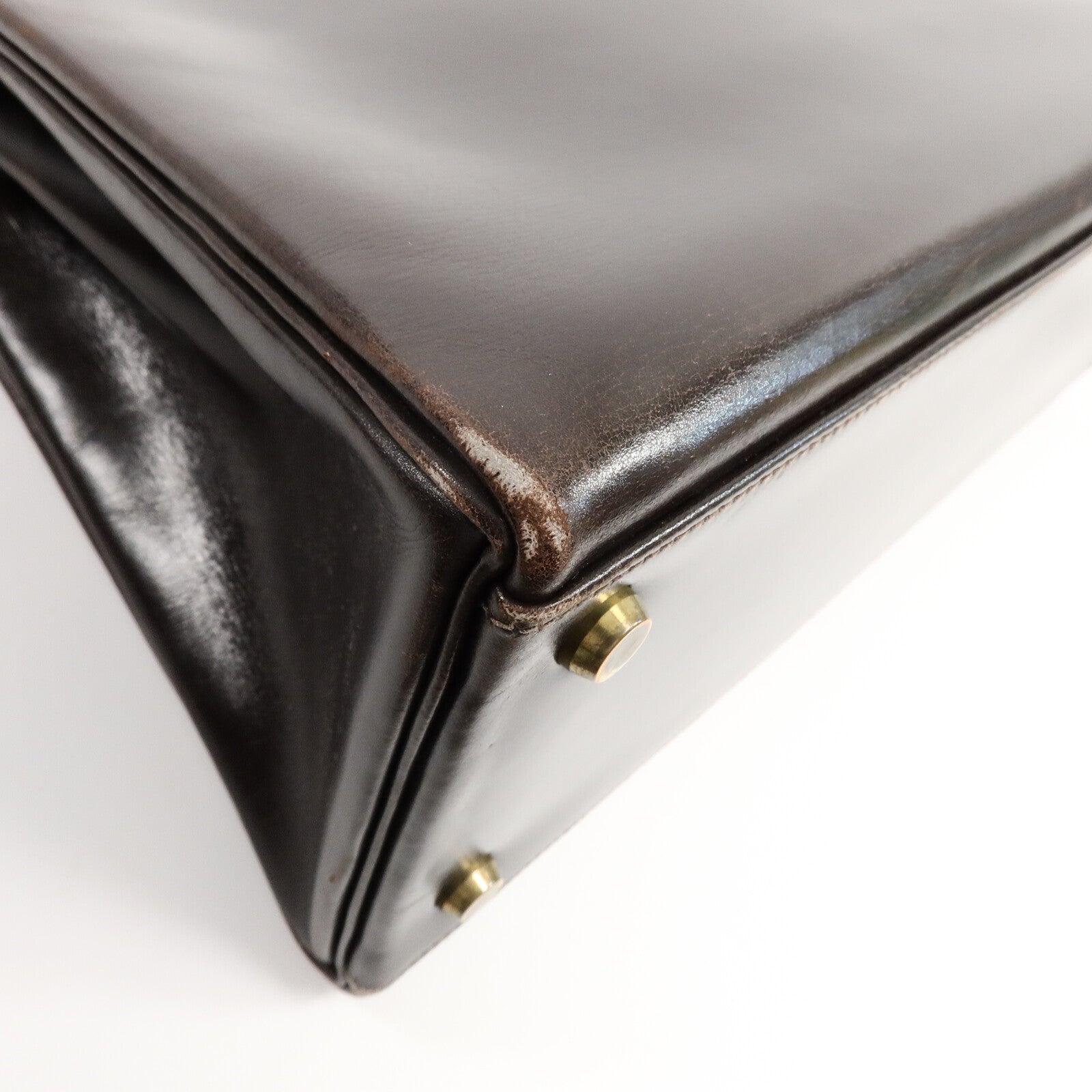 HERMES Box Calf皮革Kelly 32手挽肩背兩用袋Brown