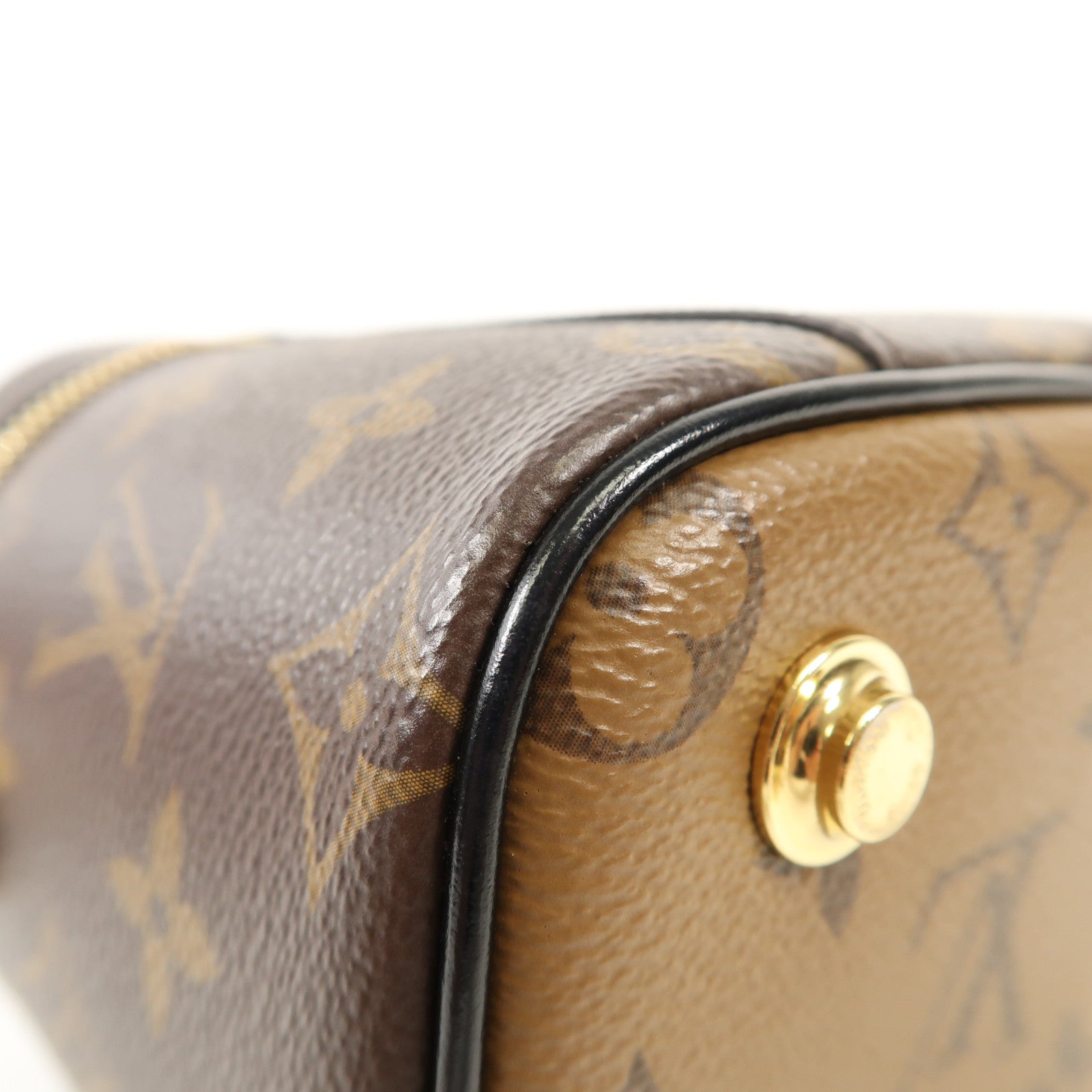 LOUIS VUITTON Monogram Reverse Vanity PM金扣手挽肩背兩用袋棕色