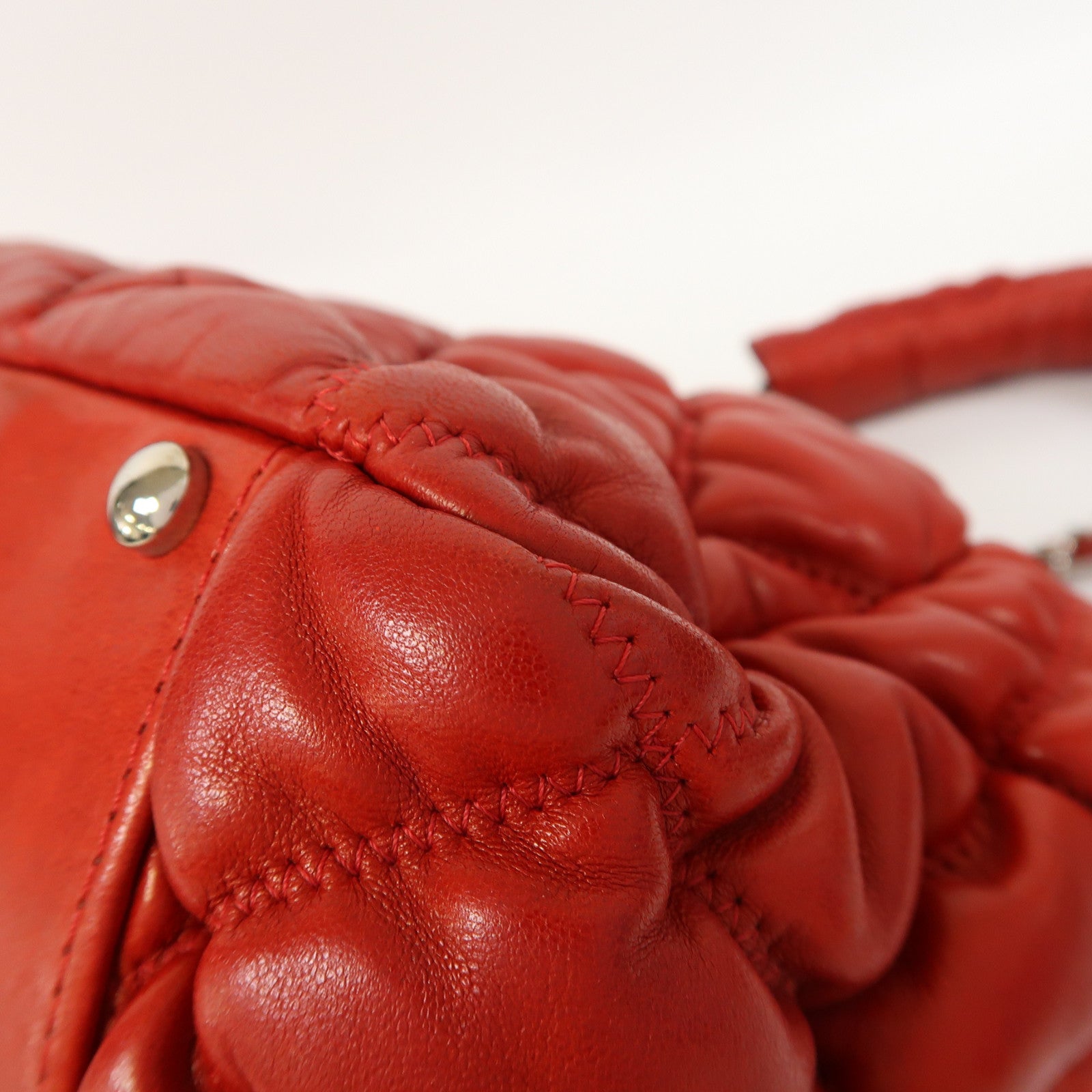 CHANEL 菱格牛皮皮革Shoulder Bag銀扣鏈帶肩背袋紅色