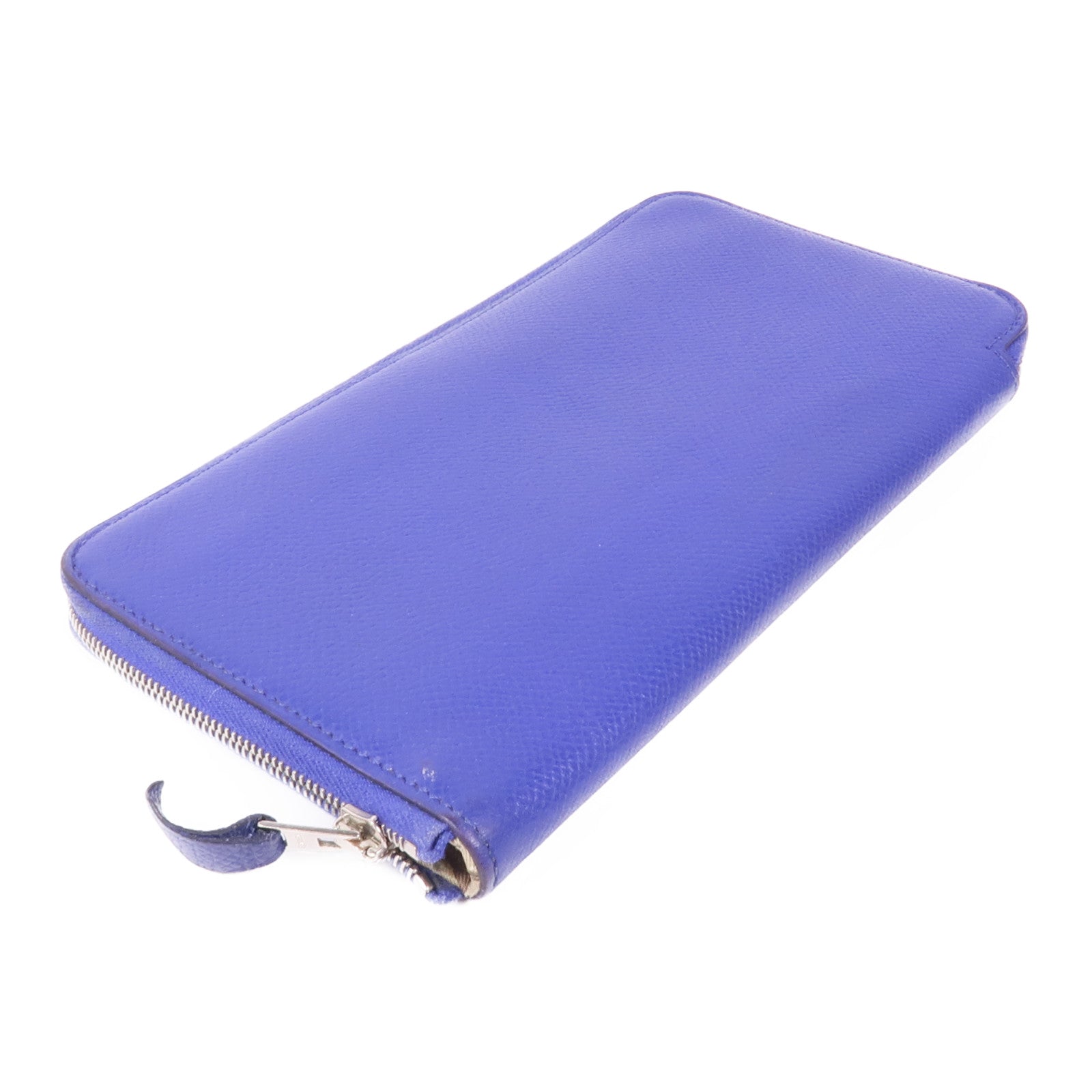 HERMES 【激減優惠】Epsom皮革Silk In Wallet銀扣長錢包Bleu Electrique
