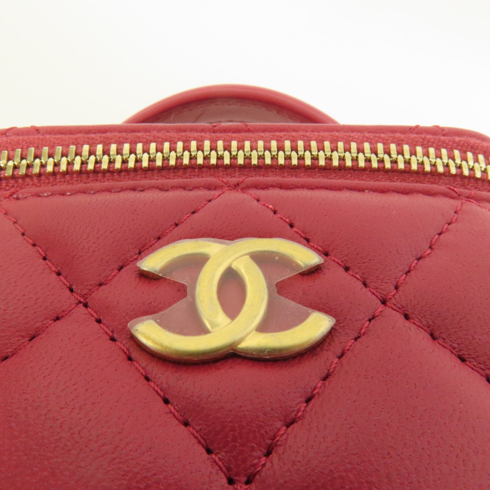 CHANEL 羊皮皮革Mini Top Handle Vanity Case金扣鏈帶肩背袋