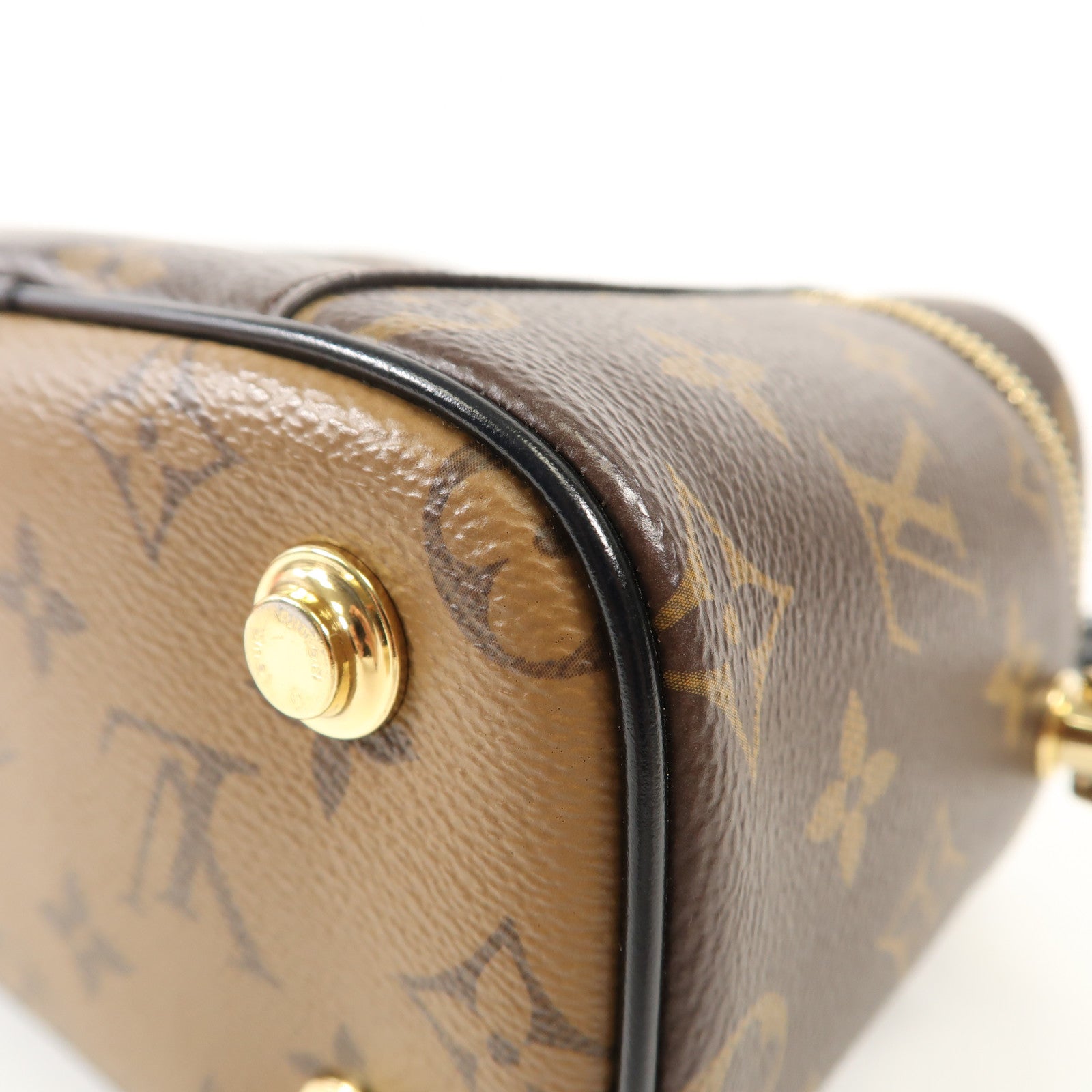 LOUIS VUITTON Monogram Reverse Vanity PM金扣手挽肩背兩用袋棕色