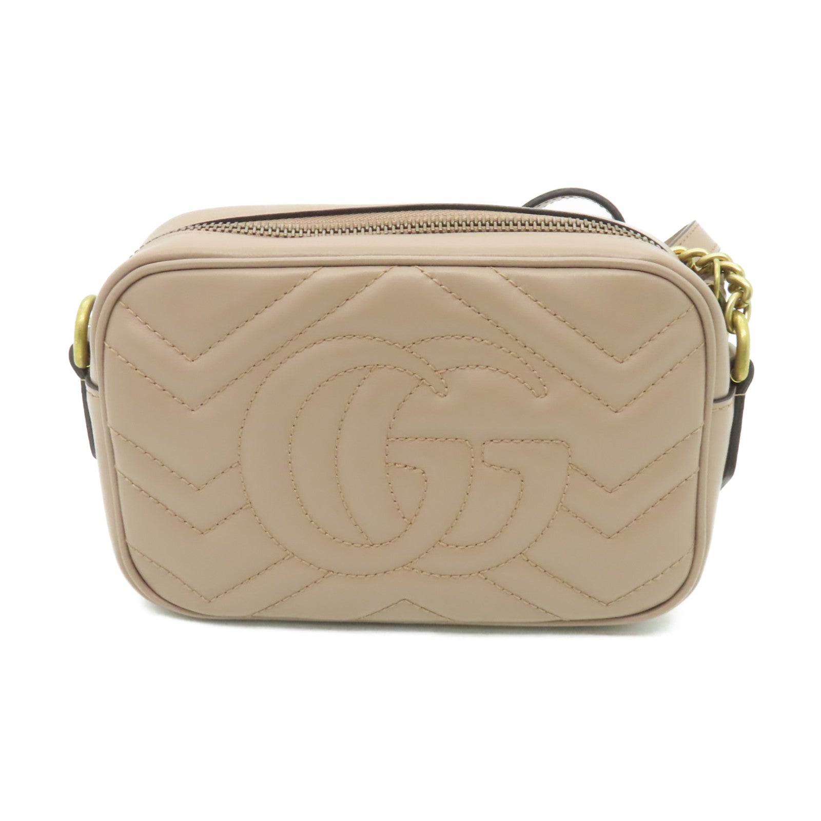 GUCCI 【激減優惠】牛皮皮革GG Marmont Mini金扣肩背袋啡色