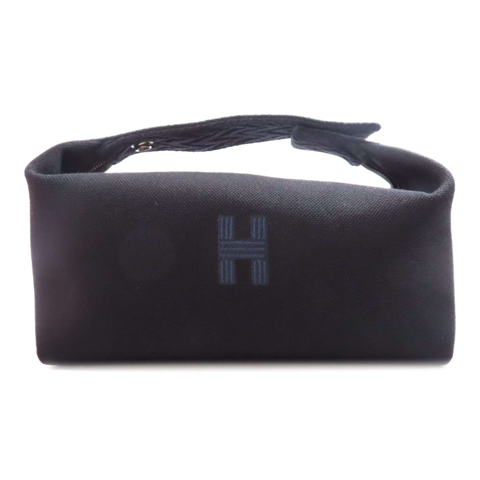 HERMES 帆布Bride A Brac銀扣手挽袋黑色