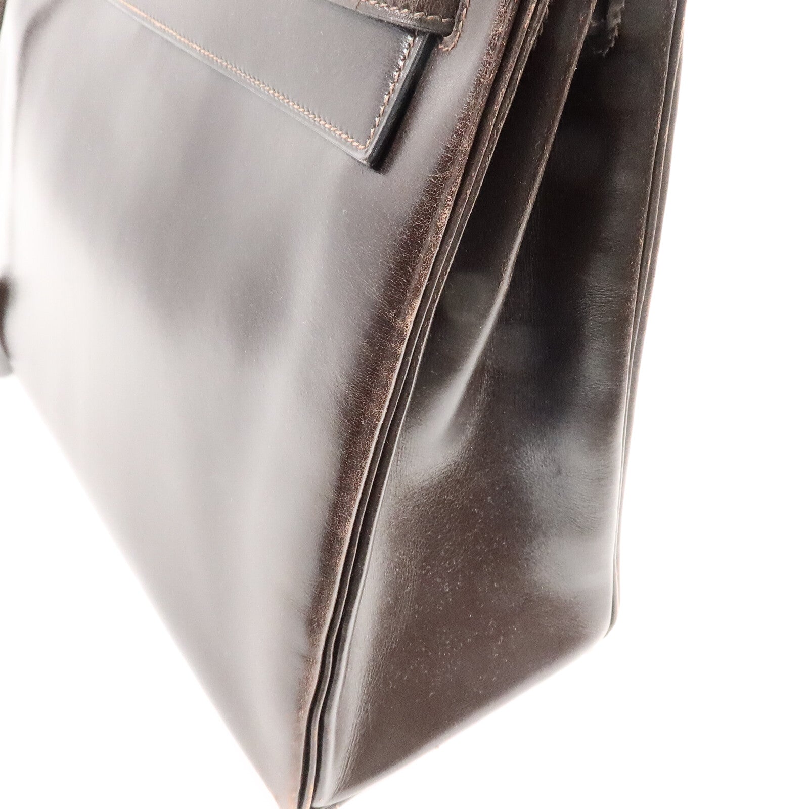 HERMES Box Calf皮革Kelly 32手挽肩背兩用袋Brown