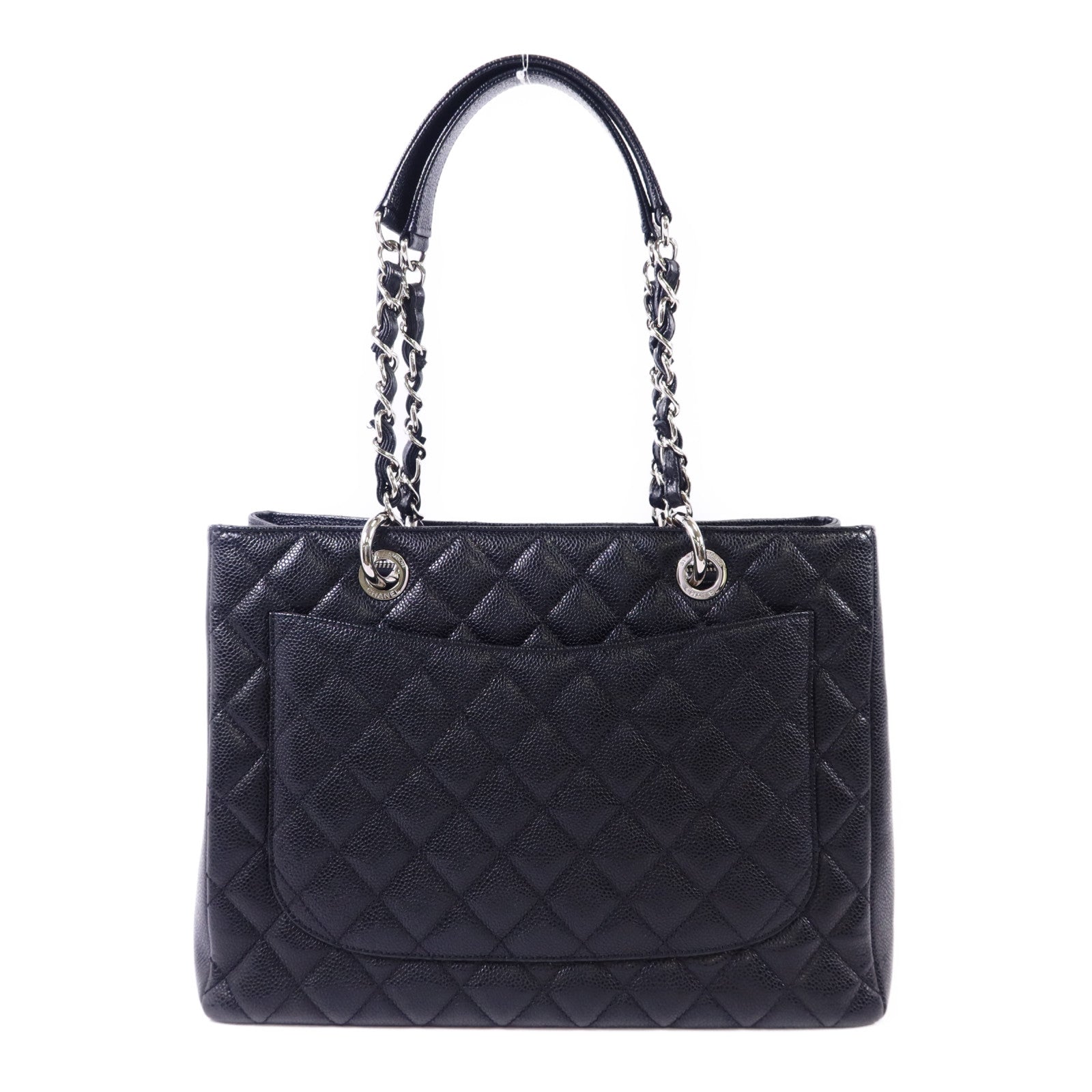 CHANEL 牛皮皮革GST Grand Shopping Tote Bag銀扣鏈帶肩背袋