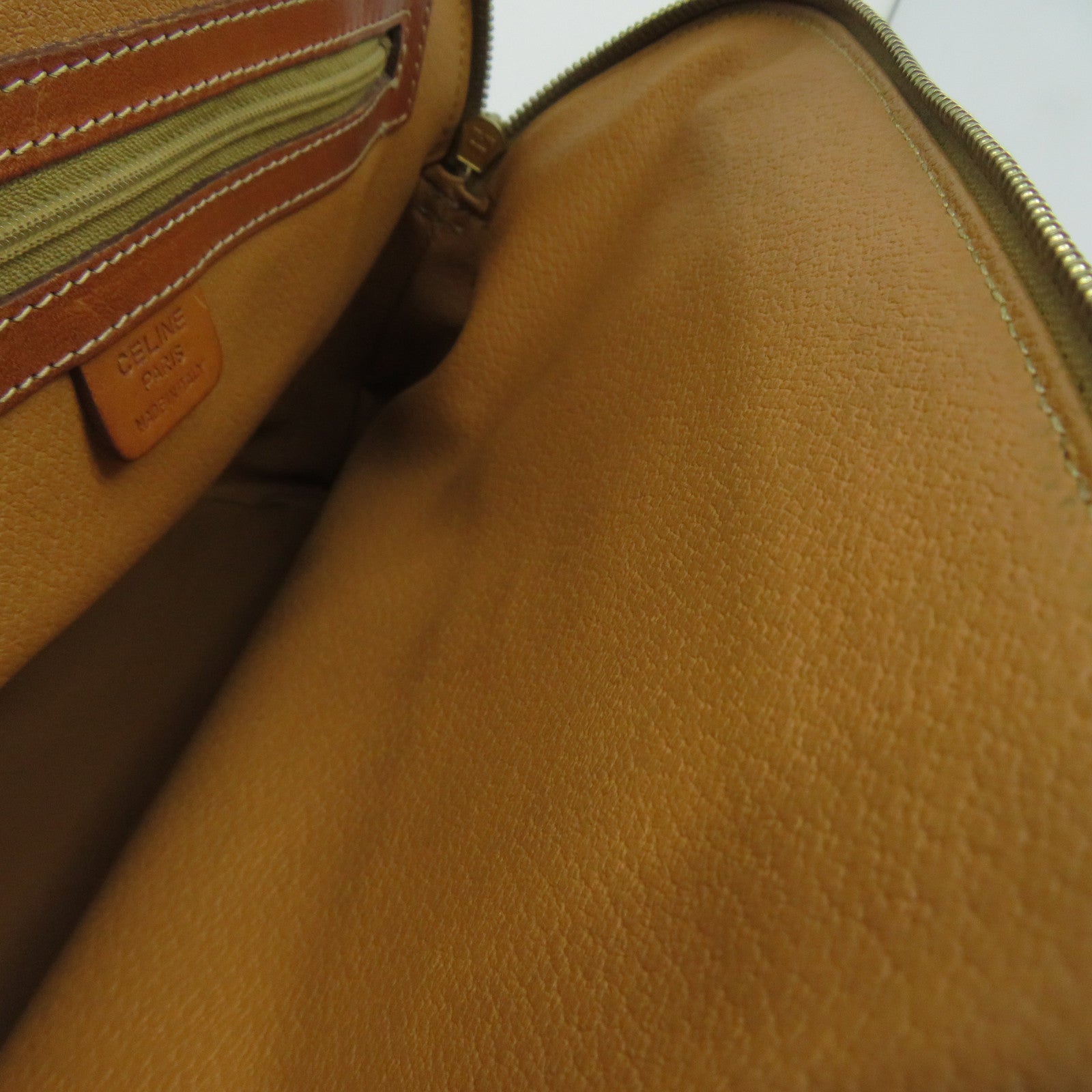 CELINE 塗層帆布Macadam Handbag金扣手挽袋啡色