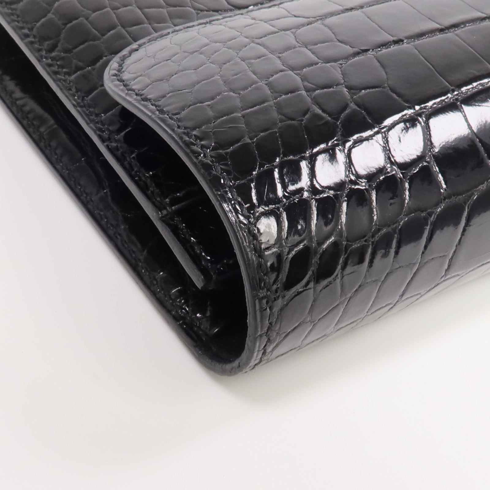 HERMES 【激減優惠】Alligator皮革Constance Long Wallet銀扣長錢包Noir