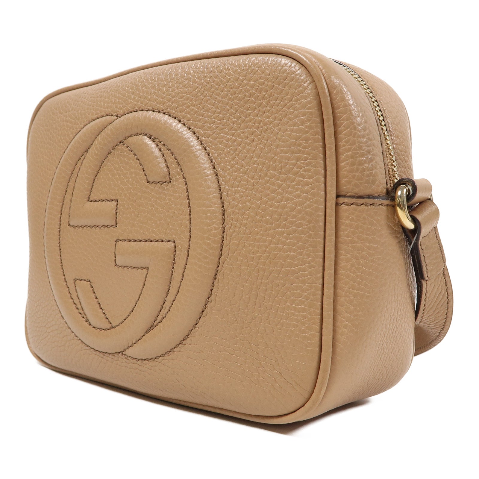 GUCCI 牛皮皮革Soho Disco Bag金扣肩背袋米色