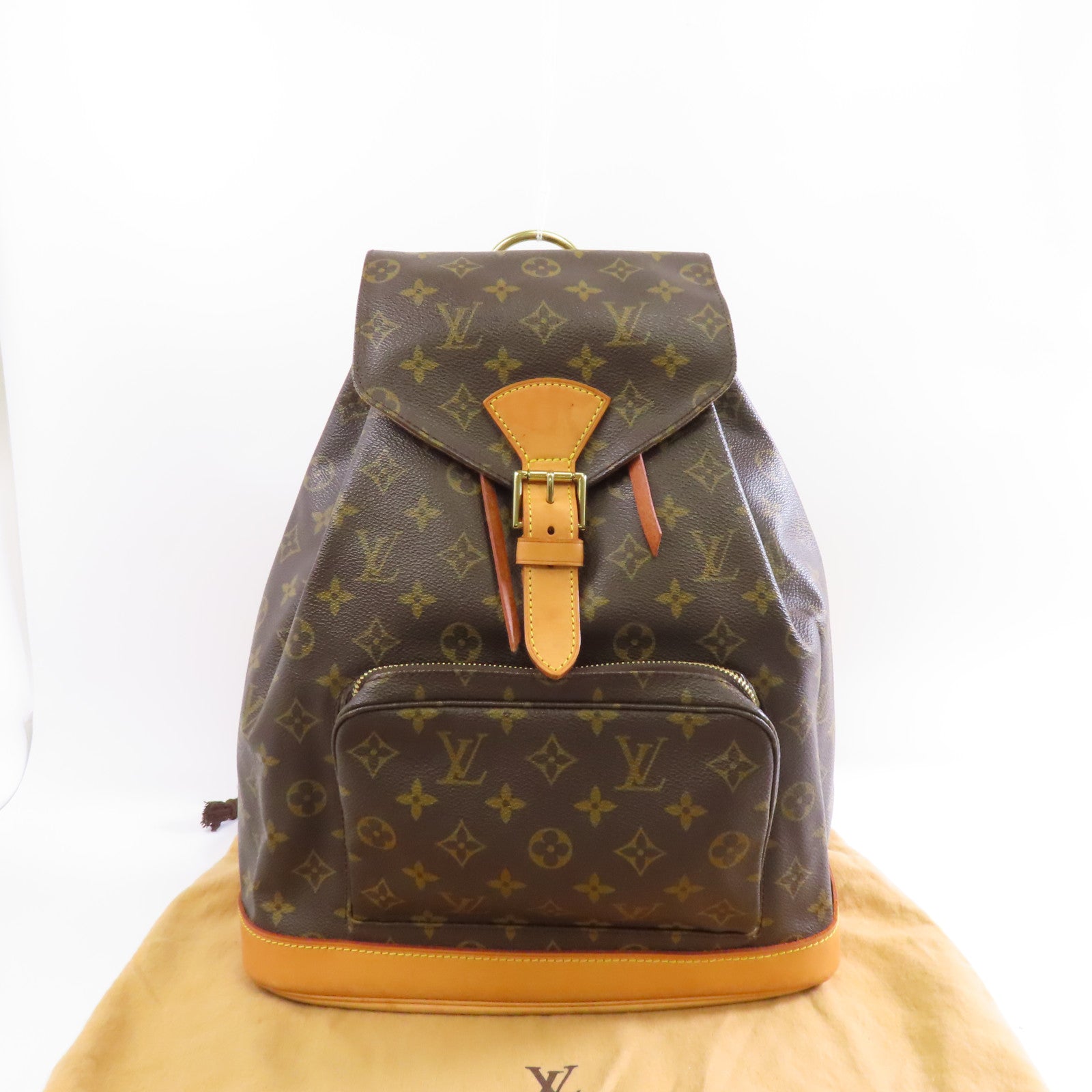 LOUIS VUITTON Monogram Montsouris GM金扣背包棕色