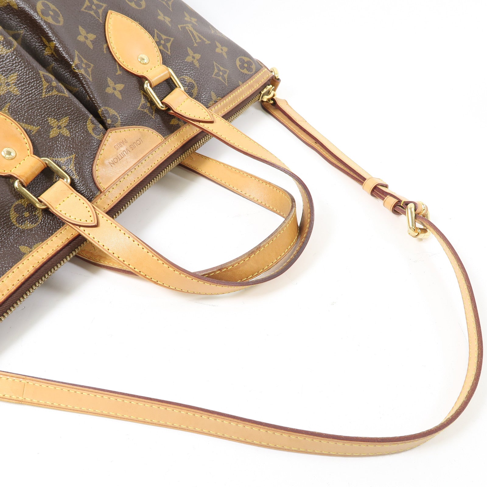LOUIS VUITTON Monogram Palermo PM金扣手挽肩背兩用袋棕色