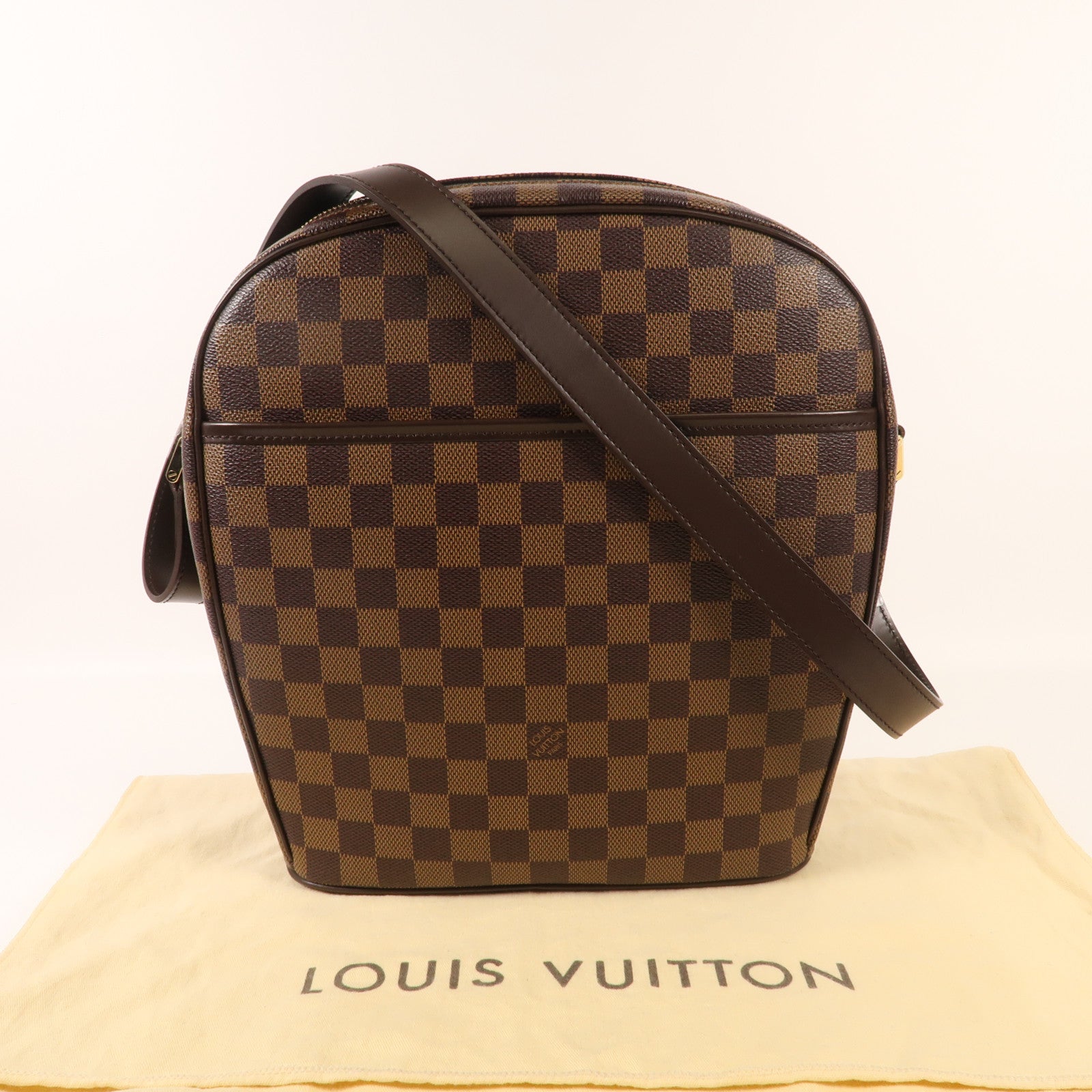 LOUIS VUITTON Damier Ebene Ipanema GM金扣肩背袋