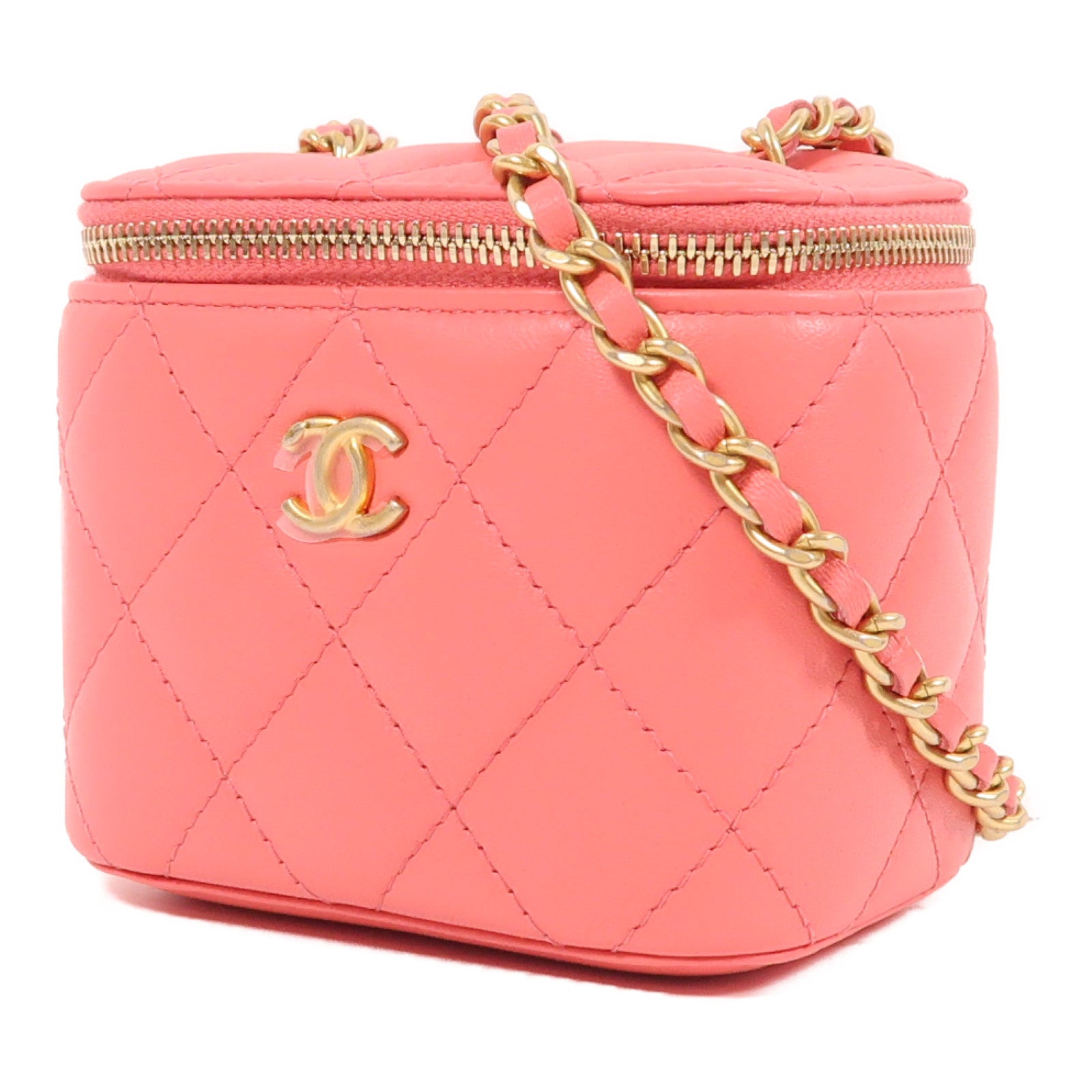 CHANEL 羊皮皮革Mini Vanity金扣鏈帶肩背袋