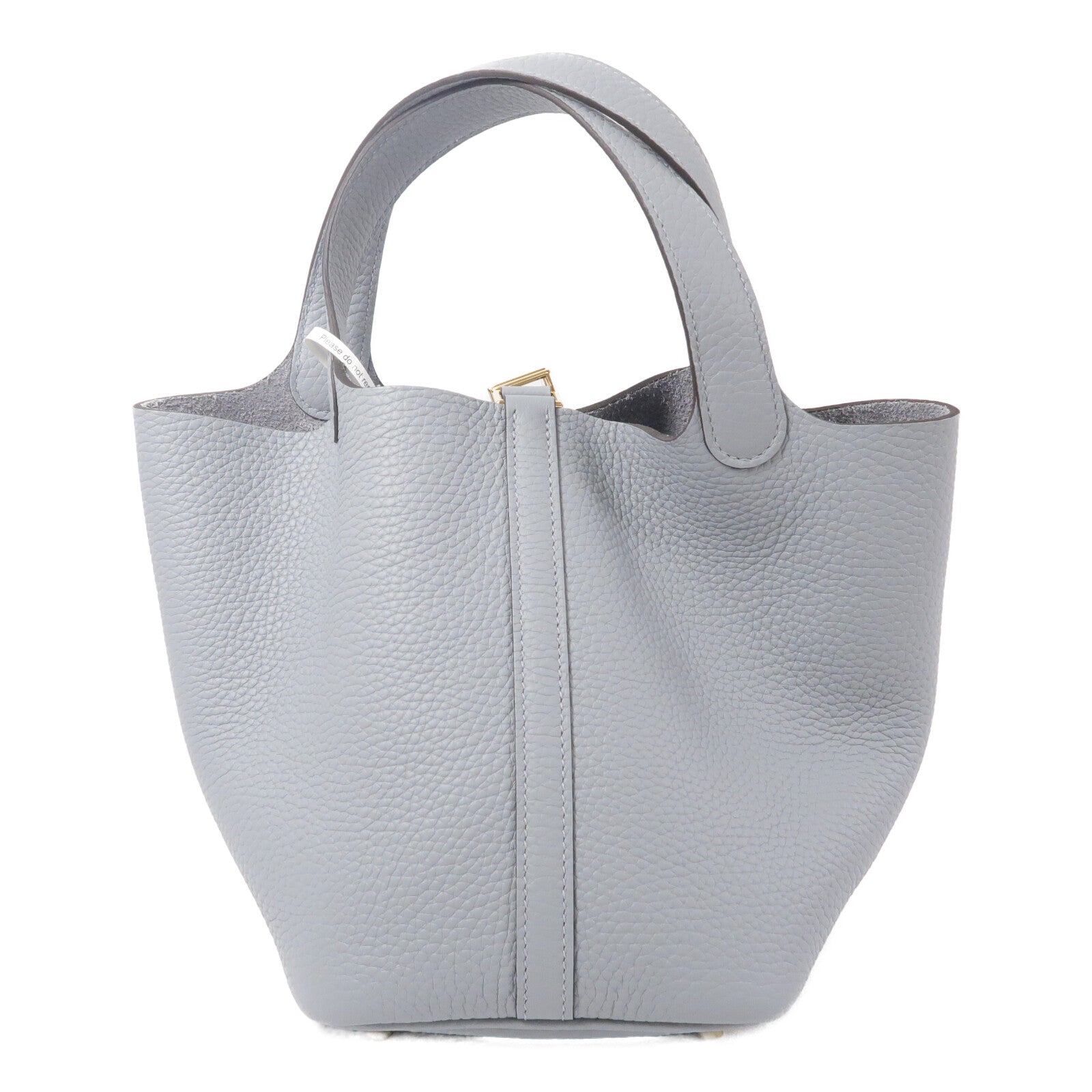 HERMES Clemence皮革Picotin PM手挽袋Gris Pantin