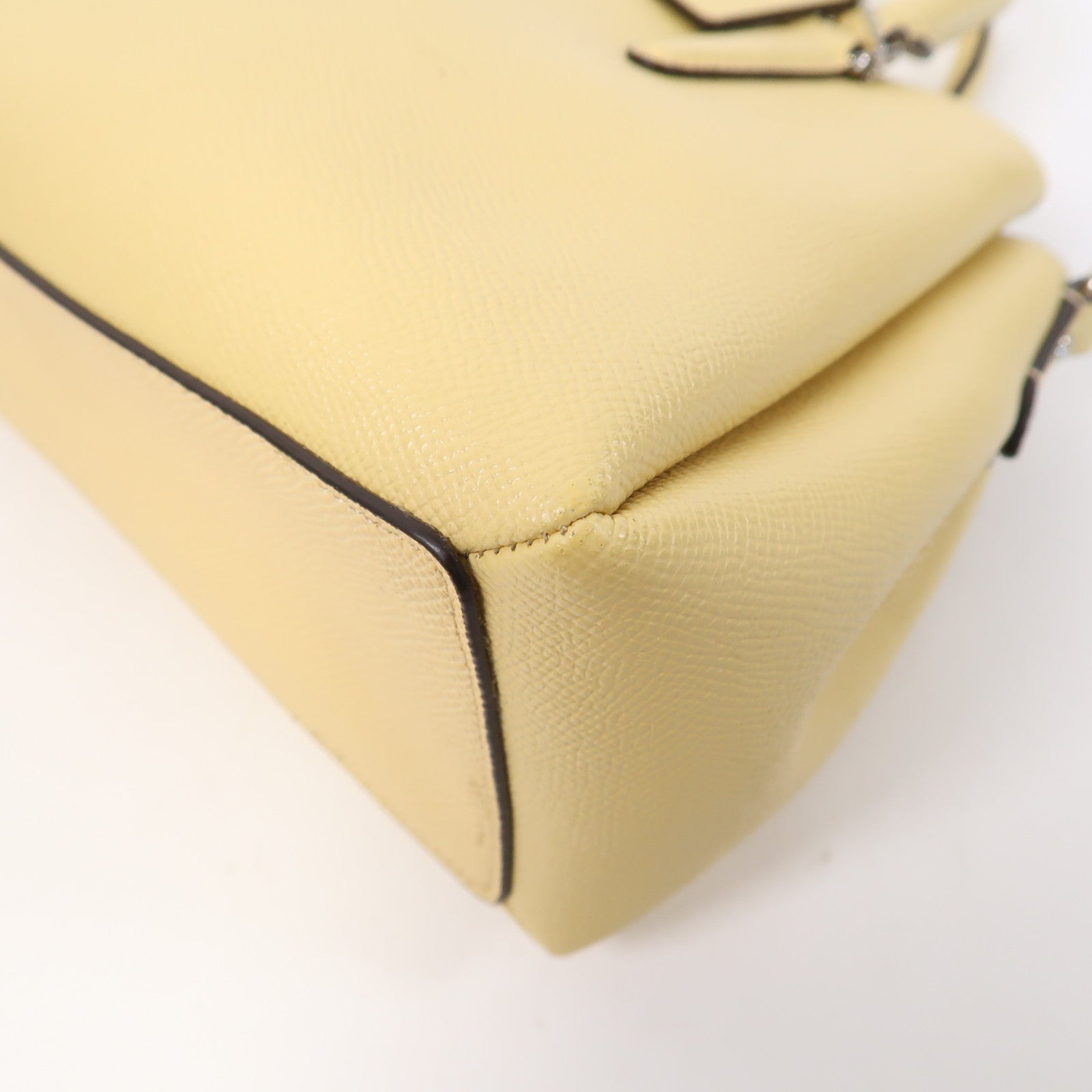 COACH 牛皮皮革Shoulder Bag銀扣手挽肩背兩用袋黃色
