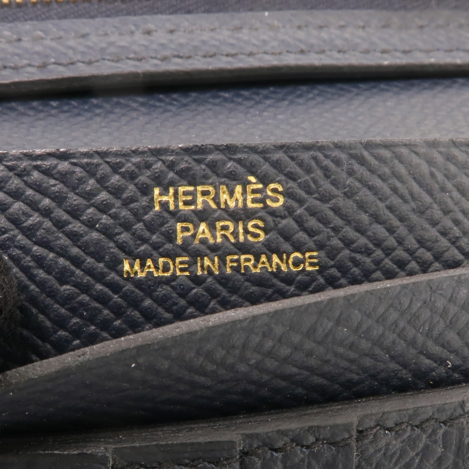 HERMES Epsom皮革Bearn Compact Wallet金扣錢包Bleu Nuit