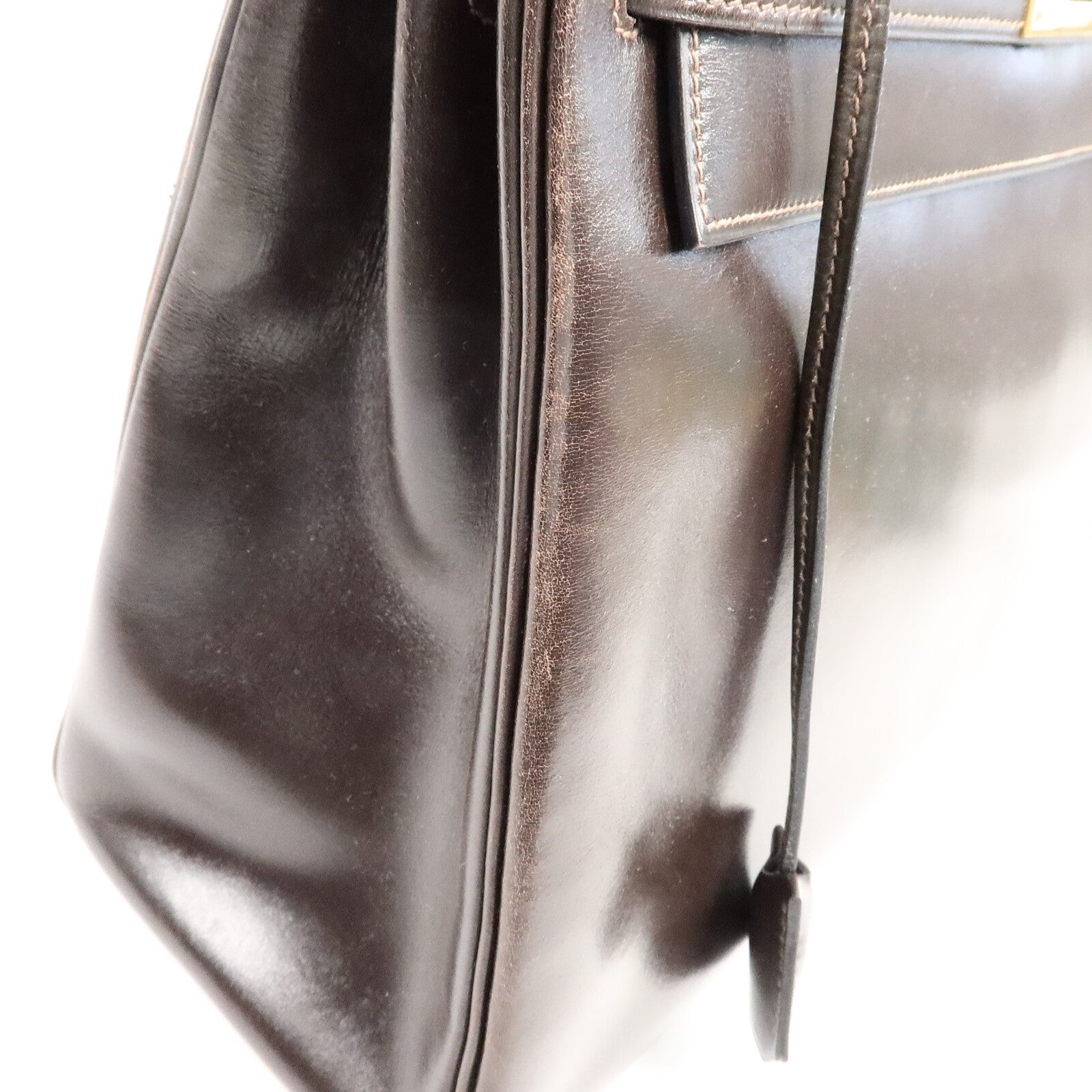HERMES Box Calf皮革Kelly 32手挽肩背兩用袋Brown