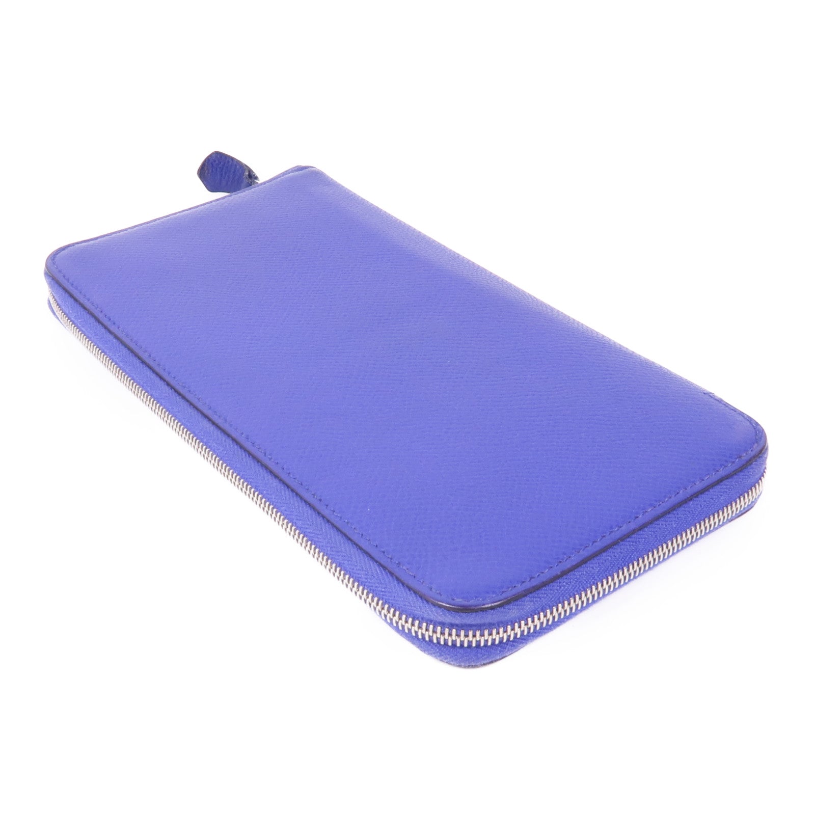 HERMES 【激減優惠】Epsom皮革Silk In Wallet銀扣長錢包Bleu Electrique