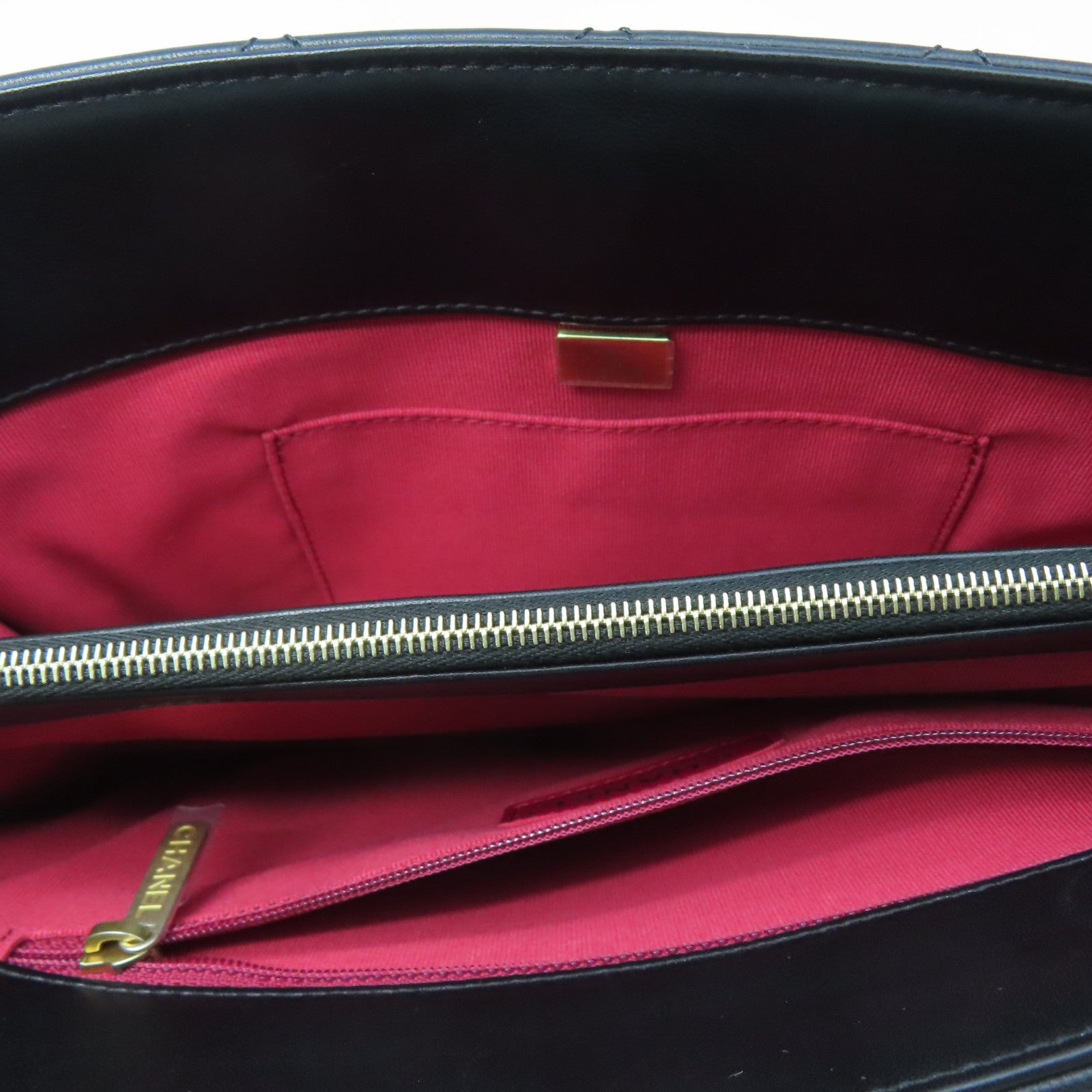 CHANEL Rhombus Leather Clutch Gold Buckle Clutch Black