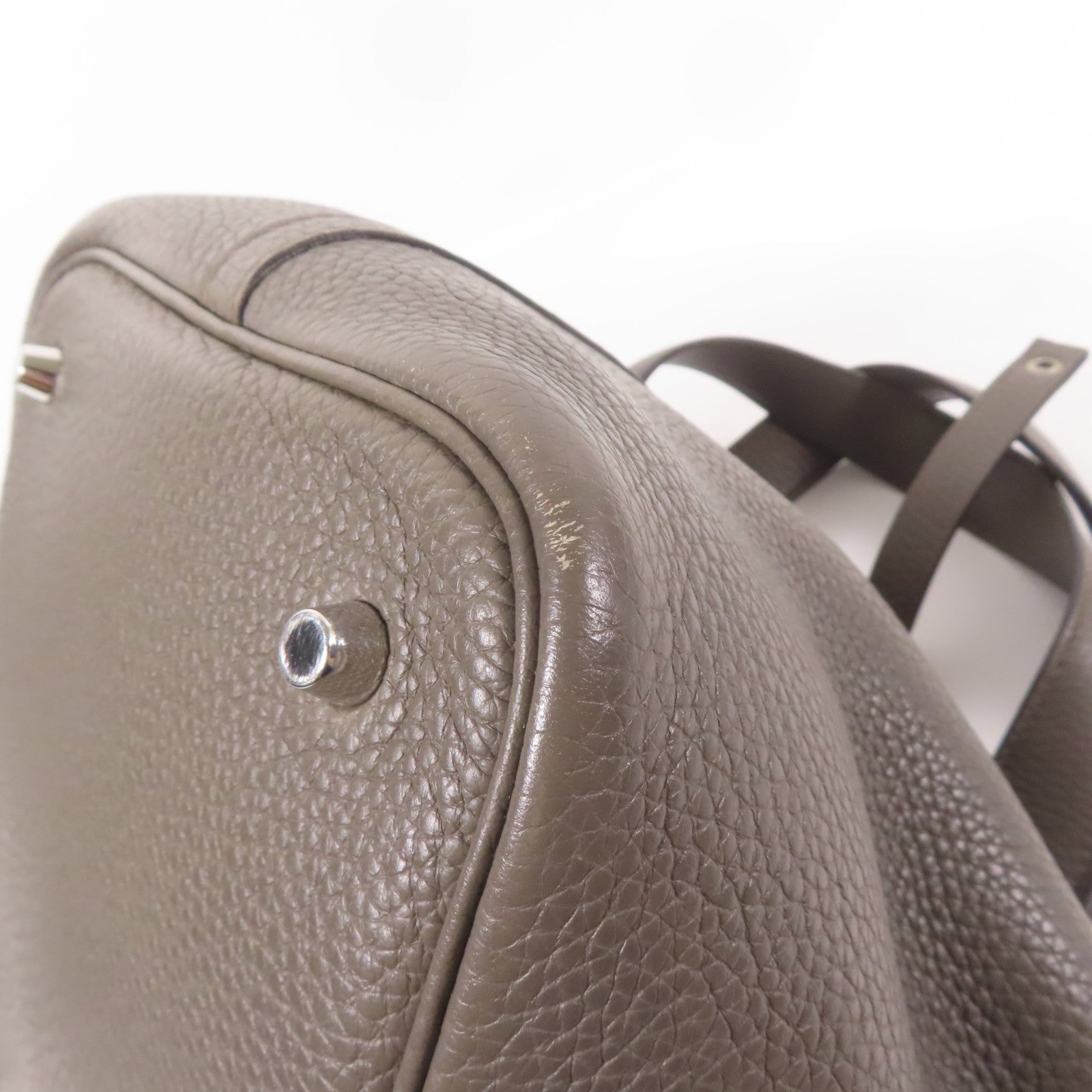 HERMES PHW Picotin MM Hand Bag Clemence Leather Etain